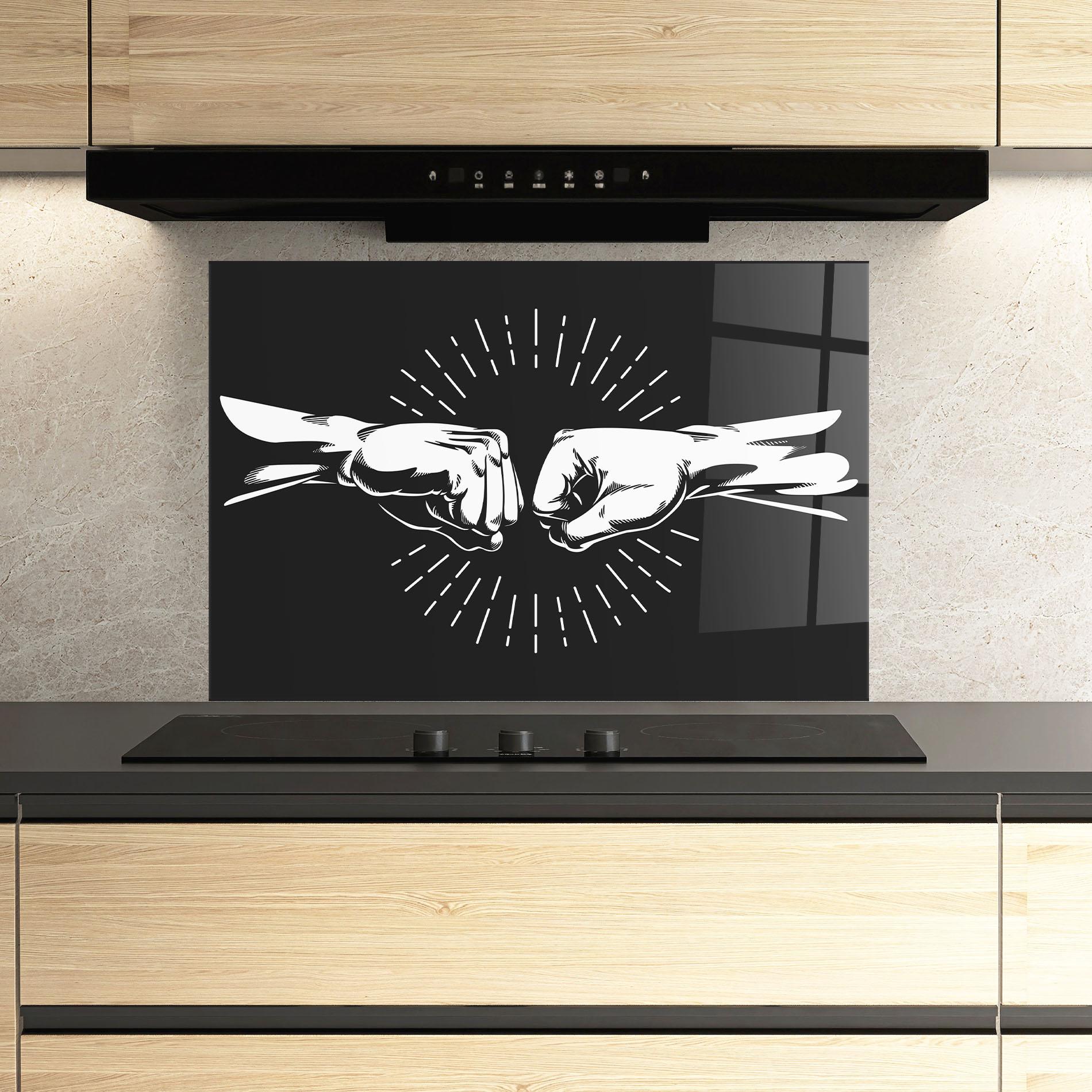 Panou Sticla Bucatarie Grey Handshake Box mockup 3