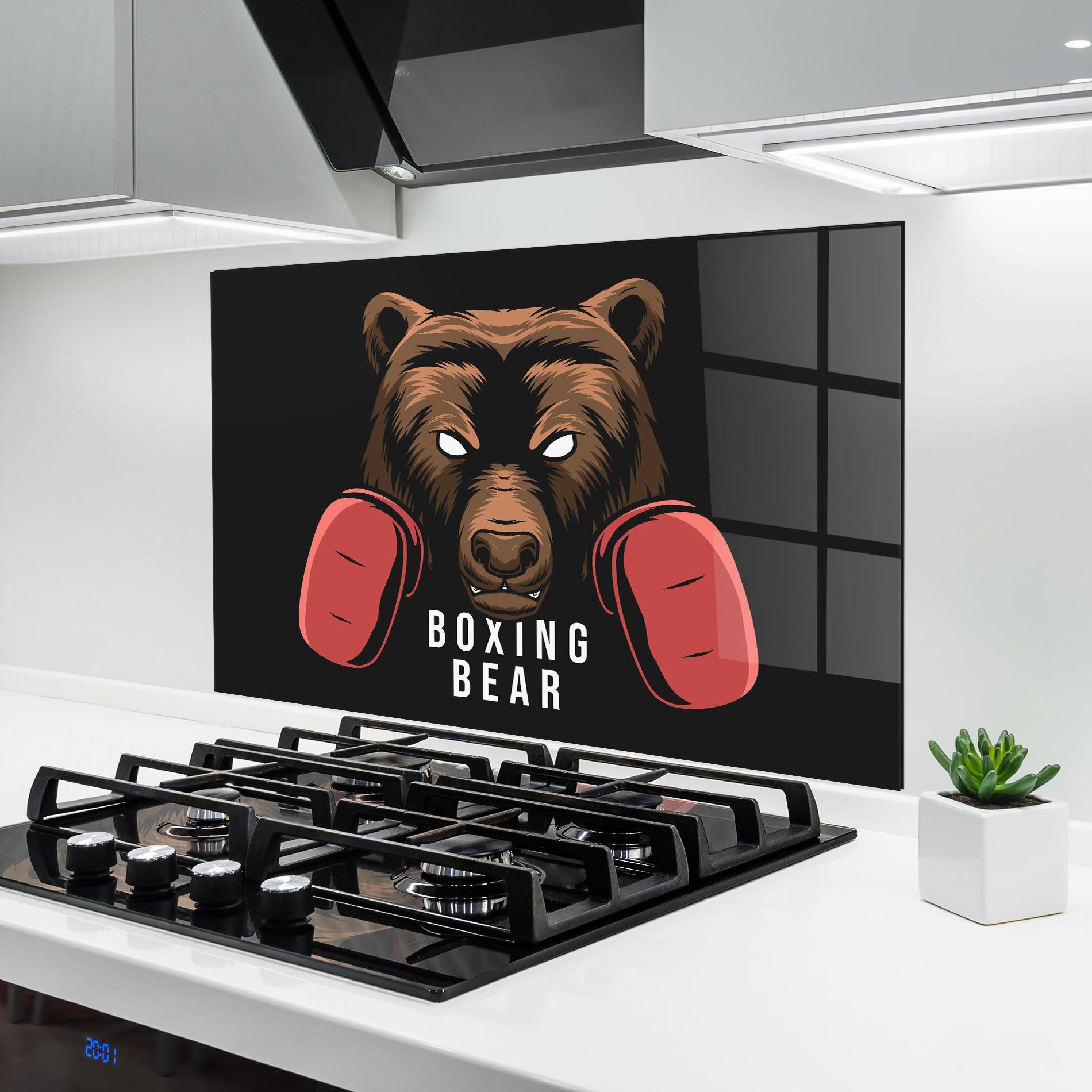 Panou Sticla Bucatarie Boxing Bear mockup 6