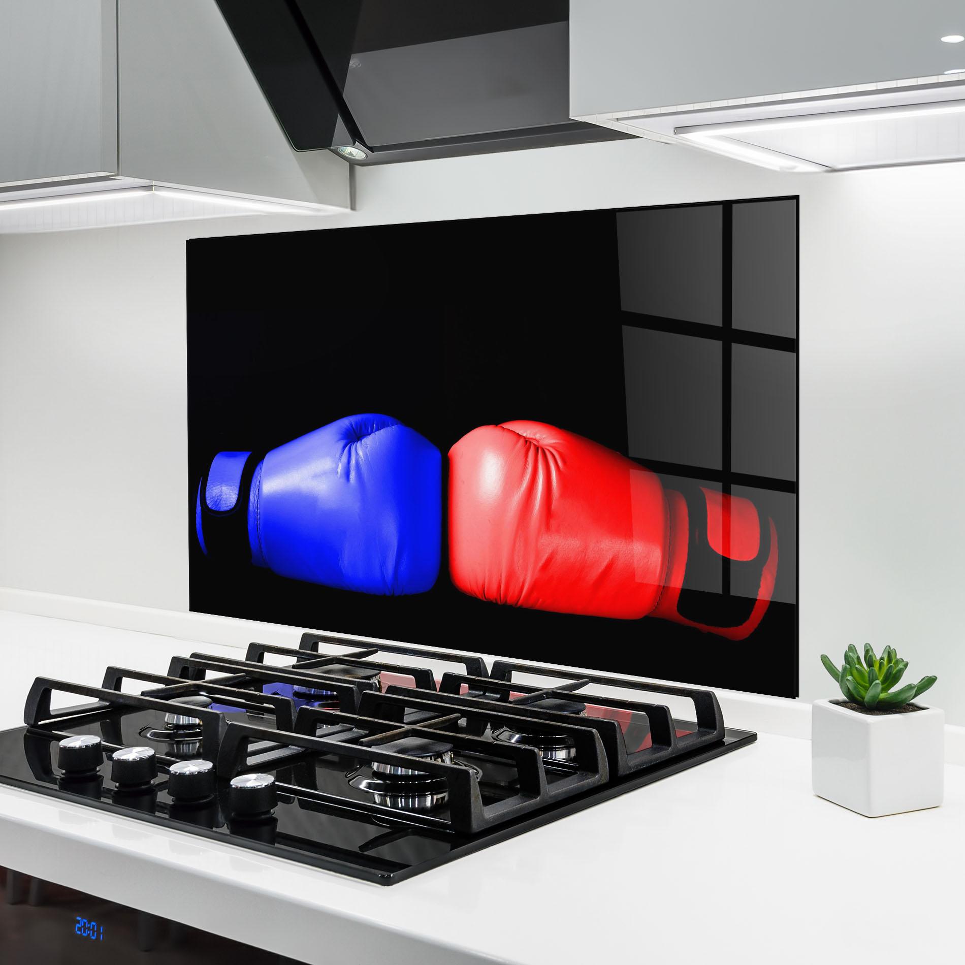 Panou Sticla Bucatarie Boxing Blue Red Glove mockup 6