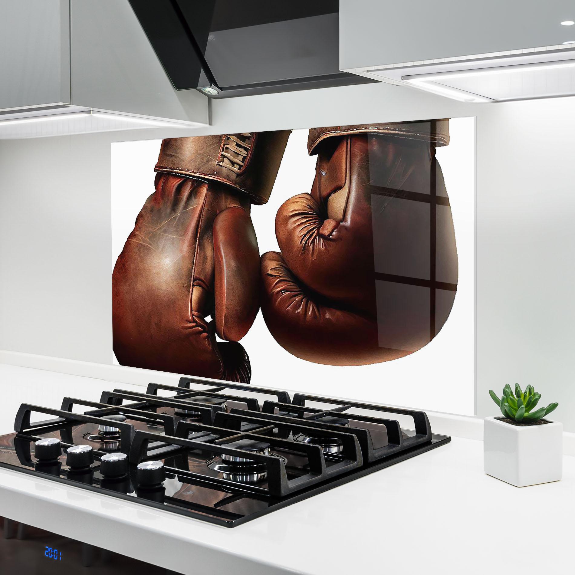 Panou Sticla Bucatarie Boxing Brown Gloves mockup 6