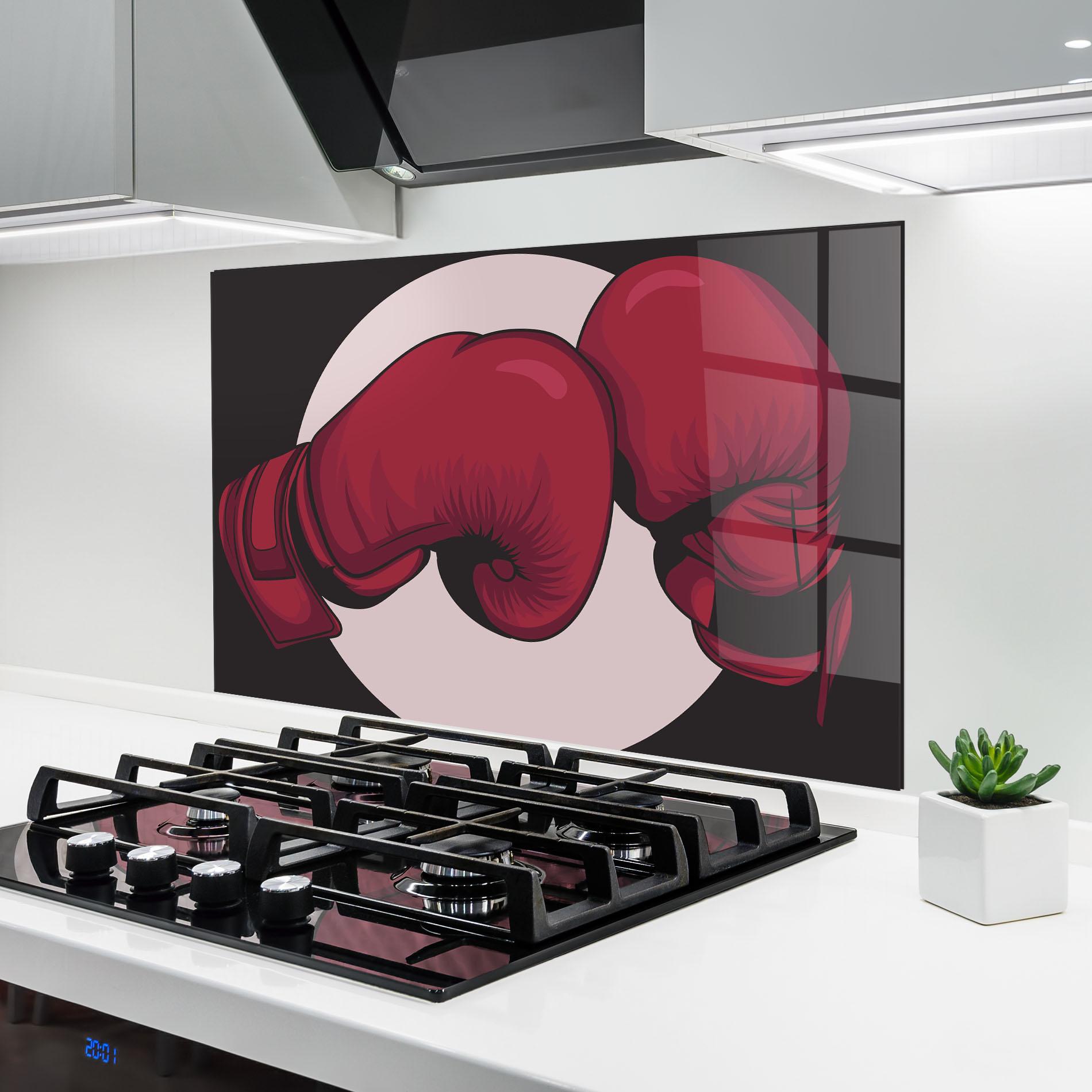 Panou Sticla Bucatarie Boxing Cream Circle mockup 6