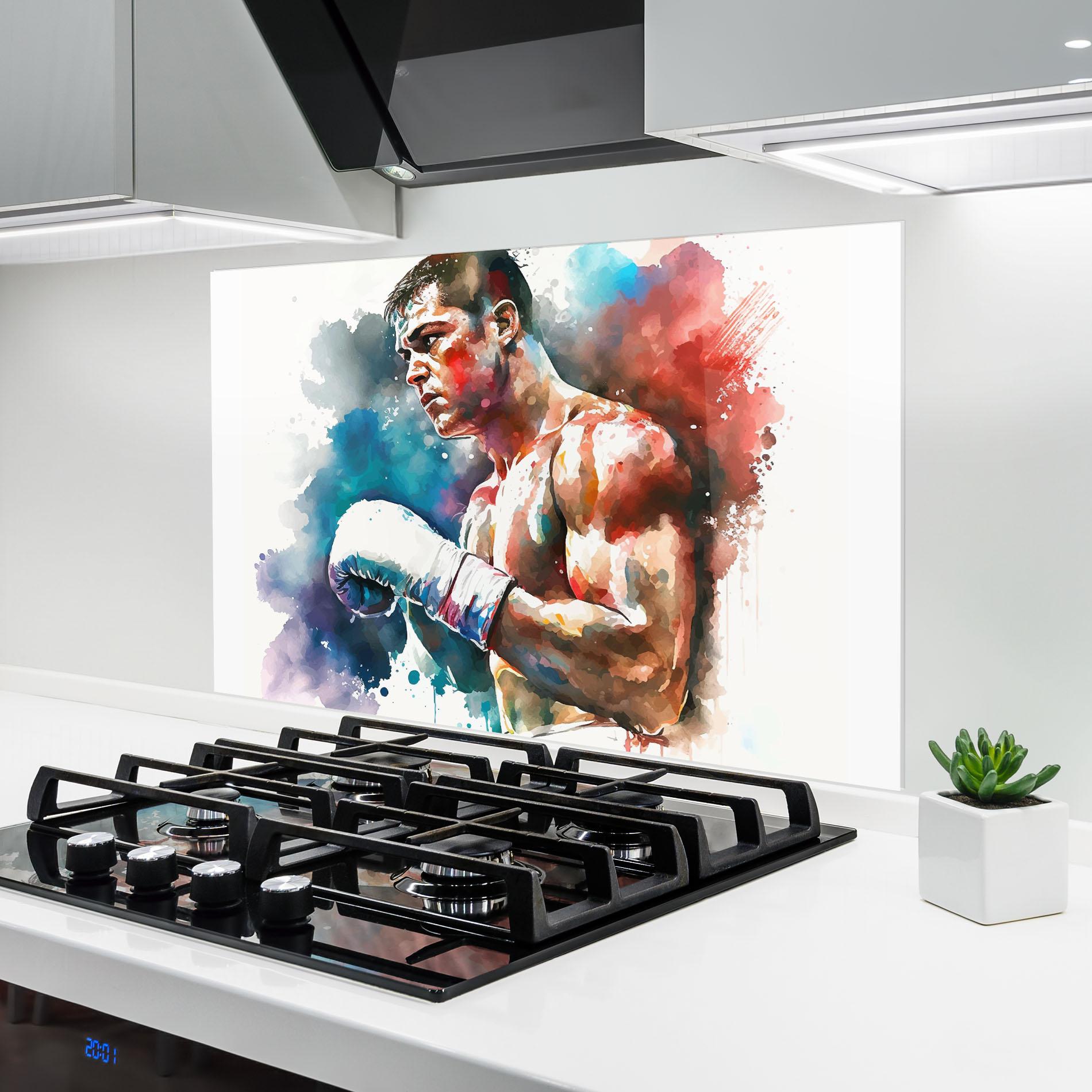 Panou Sticla Bucatarie Boxing Red Blue mockup 6