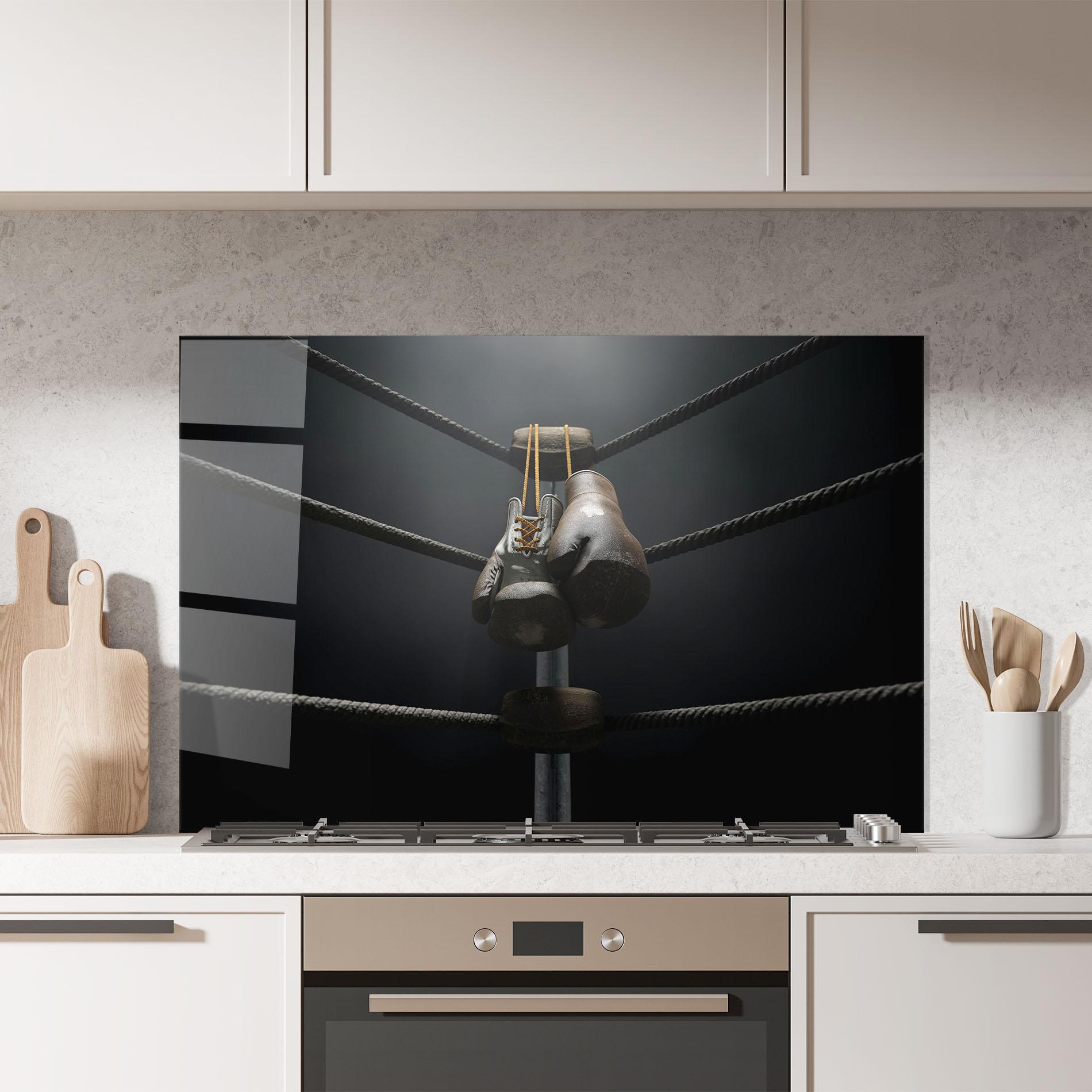 Panou Sticla Bucatarie Black Boxing Glove mockup 7