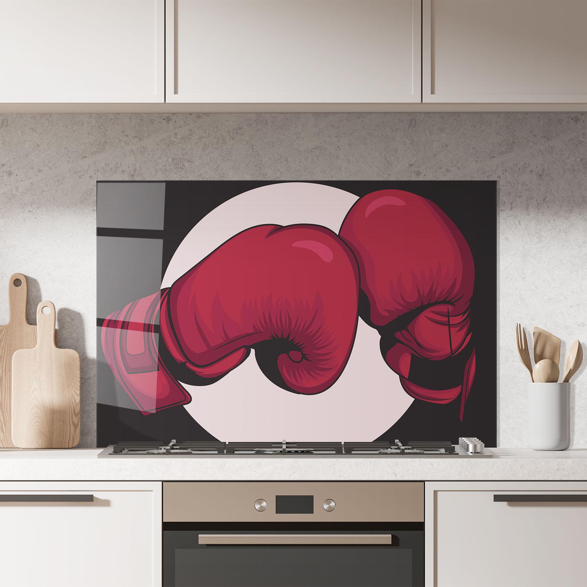 Panou Sticla Bucatarie Boxing Cream Circle mockup 7