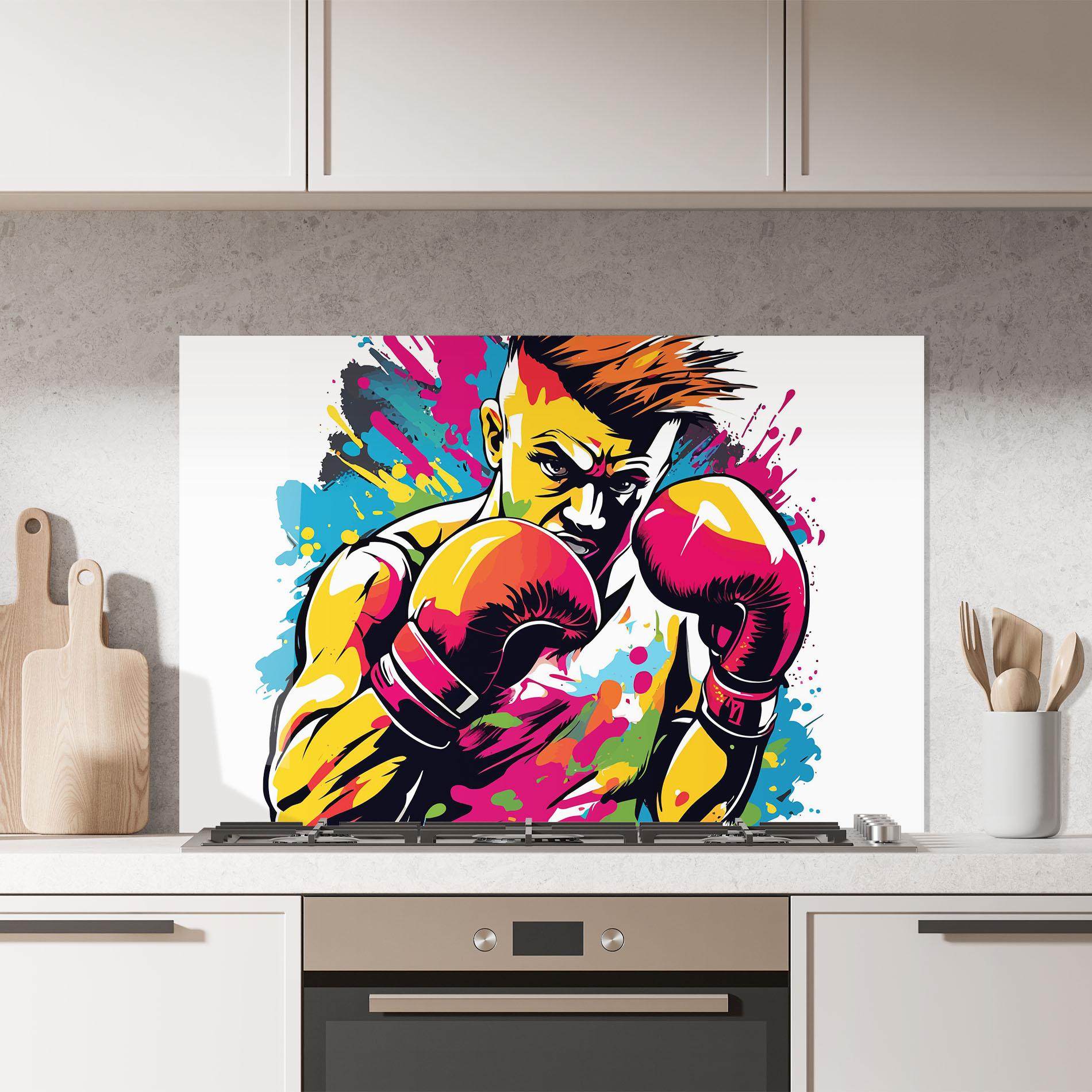 Panou Sticla Bucatarie Boxing Illustration mockup 7