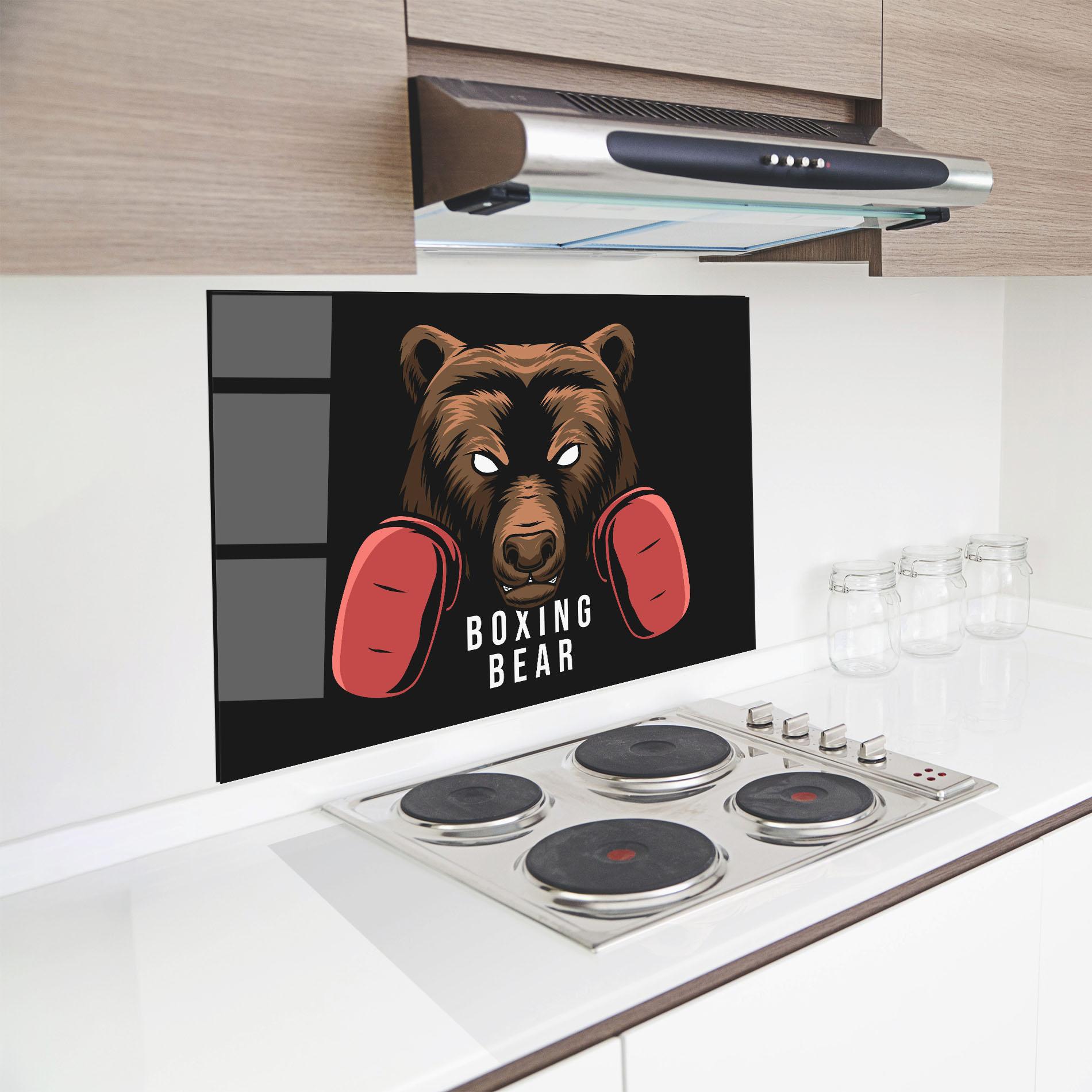 Panou Sticla Bucatarie Boxing Bear mockup 8