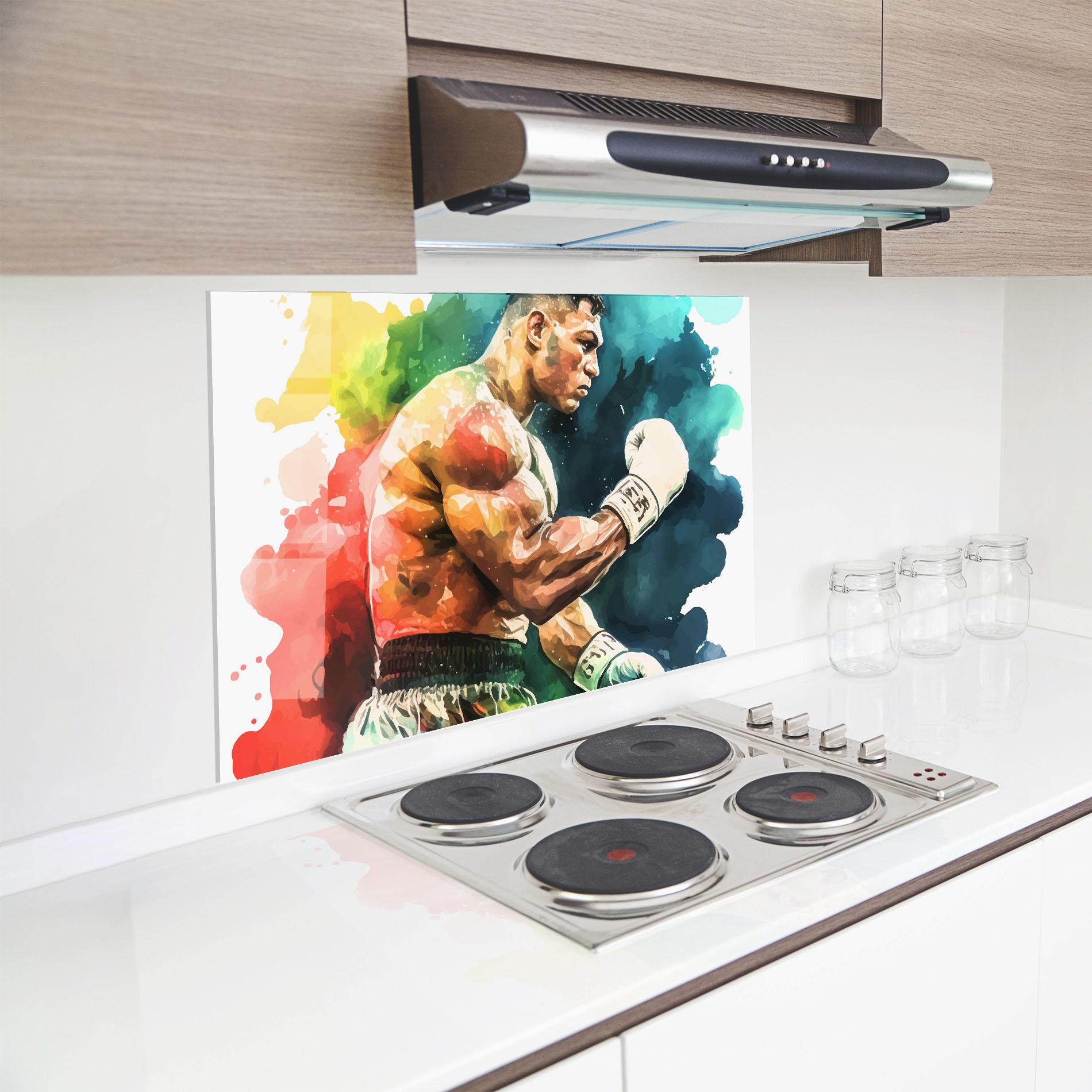 Panou Sticla Bucatarie Boxing Blue Red mockup 8