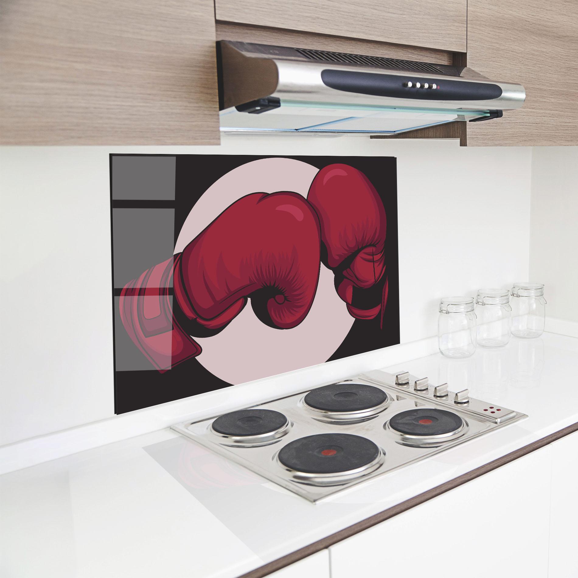 Panou Sticla Bucatarie Boxing Cream Circle mockup 8