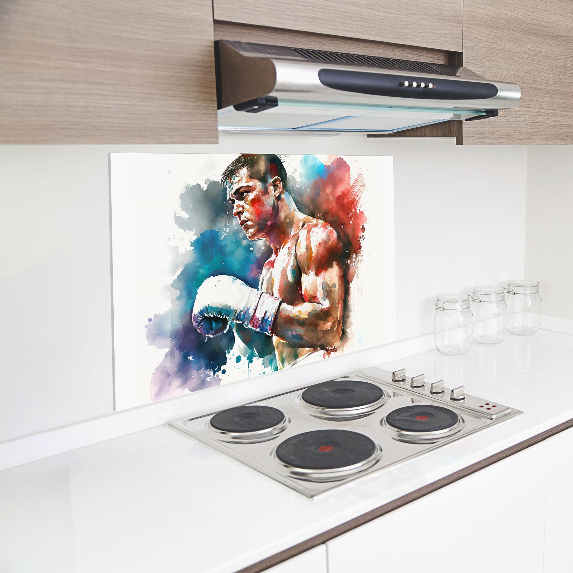 Panou Sticla Bucatarie Boxing Red Blue mockup 8