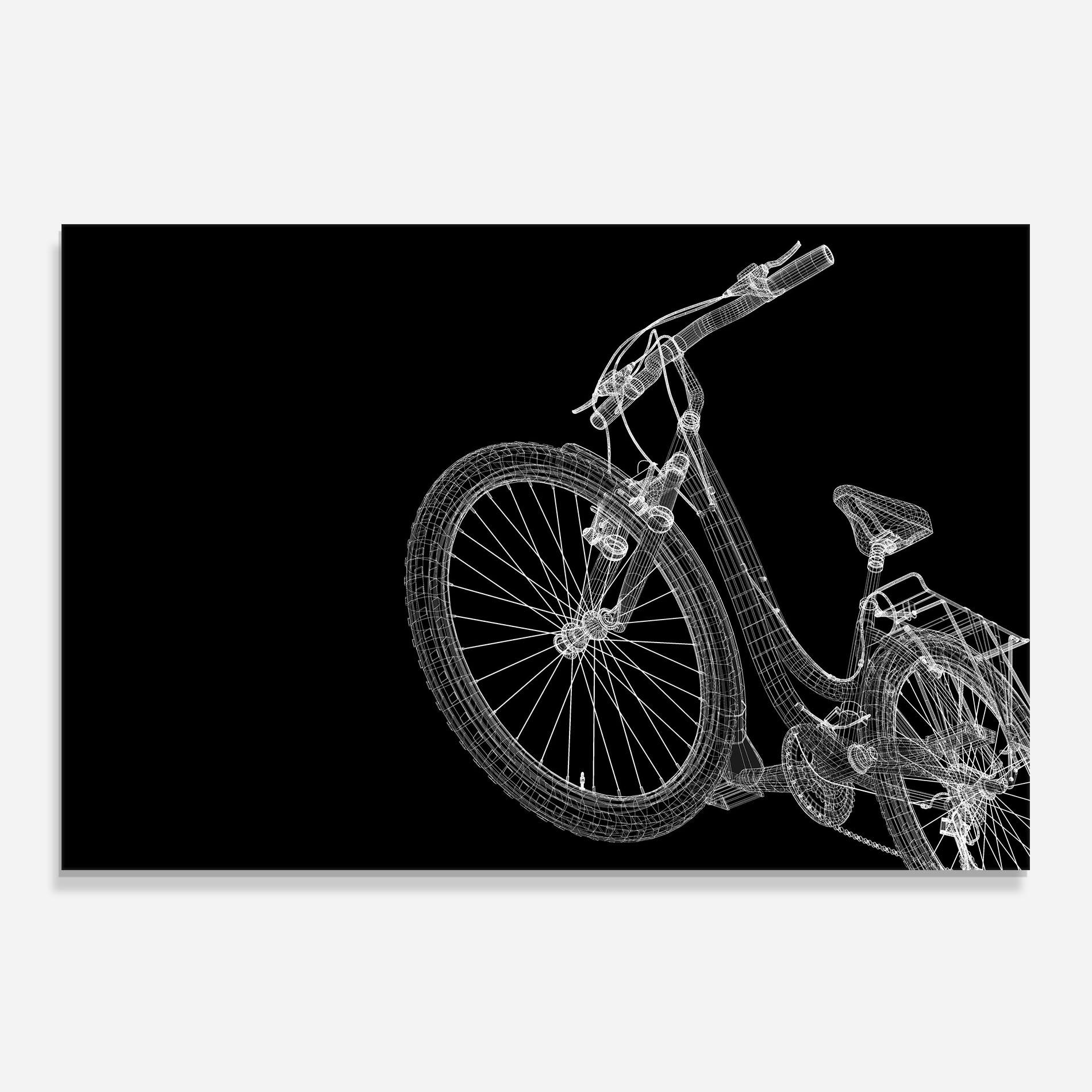 Panou Sticla Bucatarie 3d Bike Model On Black mockup 0