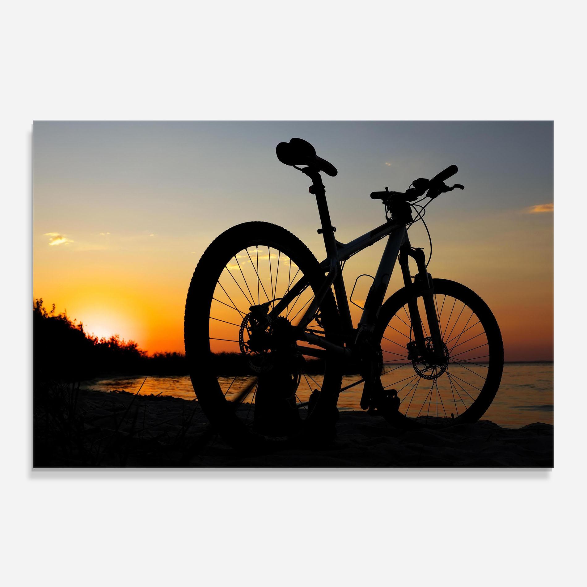 Panou Sticla Bucatarie Beach Bike Silhouette mockup 0