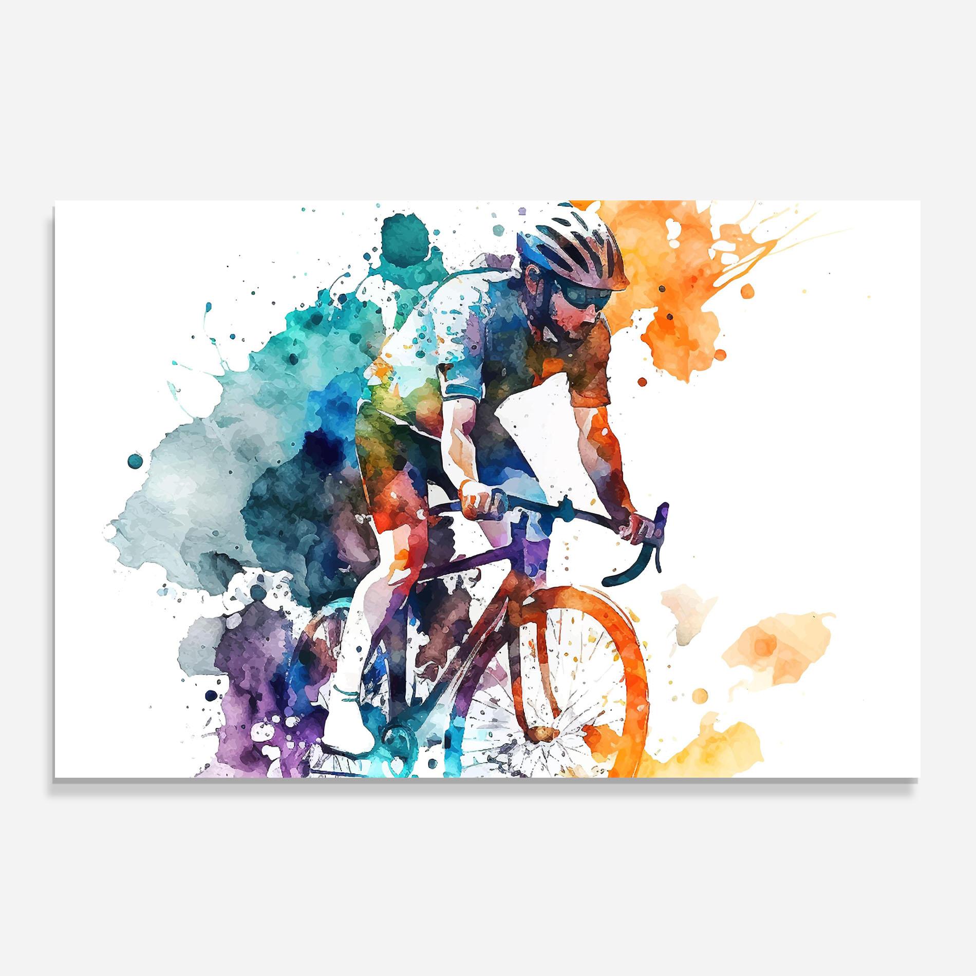 Panou Sticla Bucatarie Cycling Watercolor mockup 0