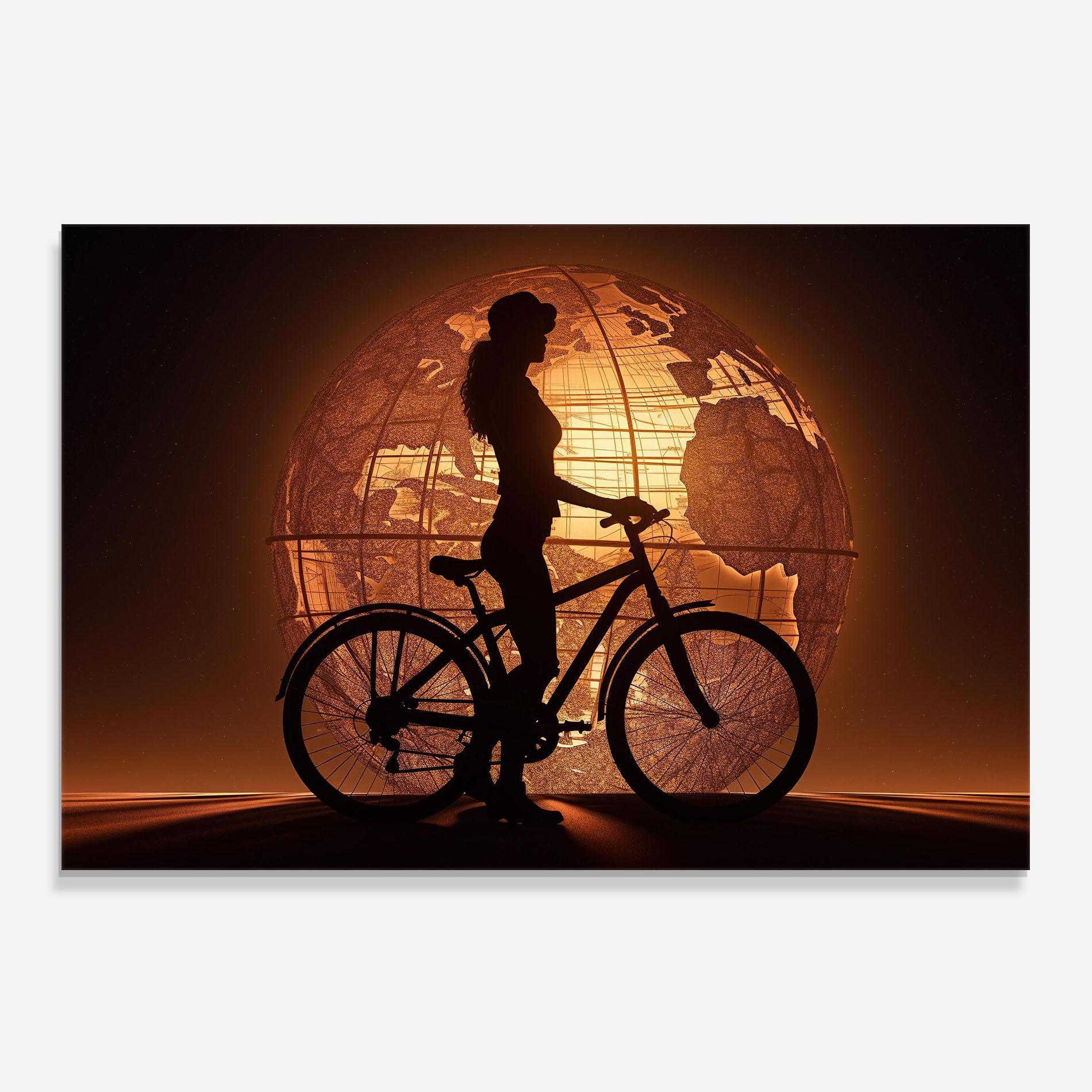 Panou Sticla Bucatarie Globe Bike Shilouette mockup 0