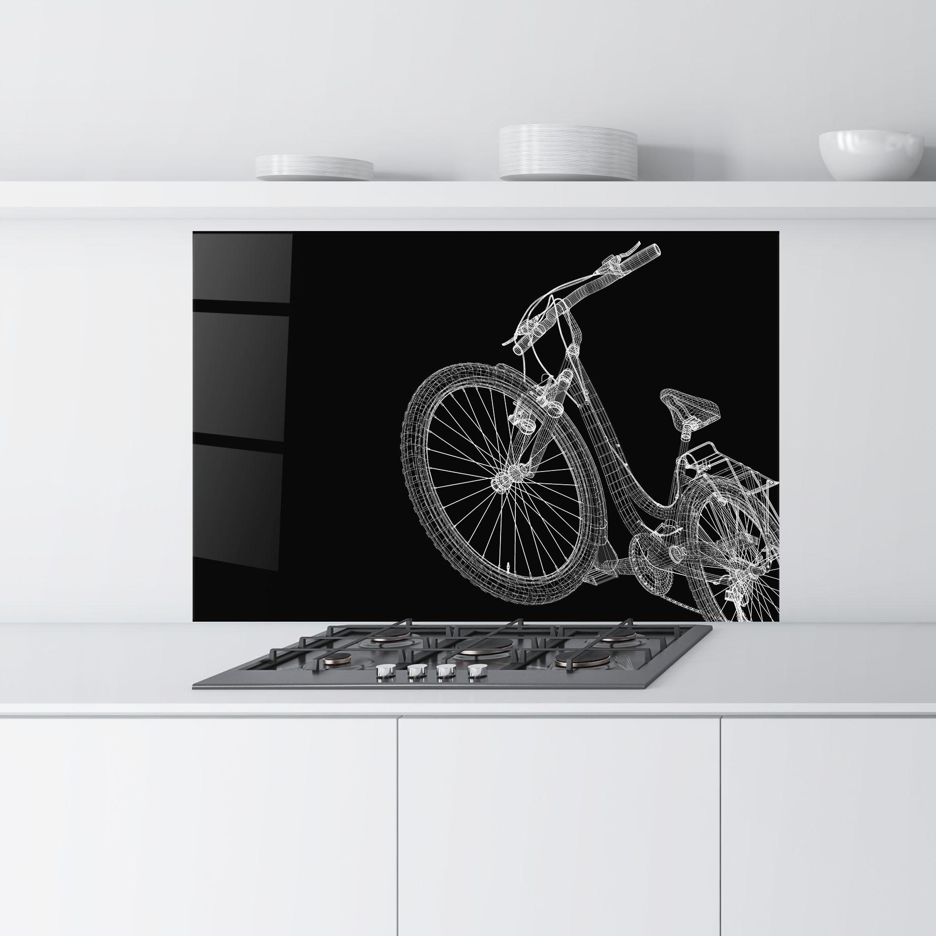 Panou Sticla Bucatarie 3d Bike Model On Black mockup 9