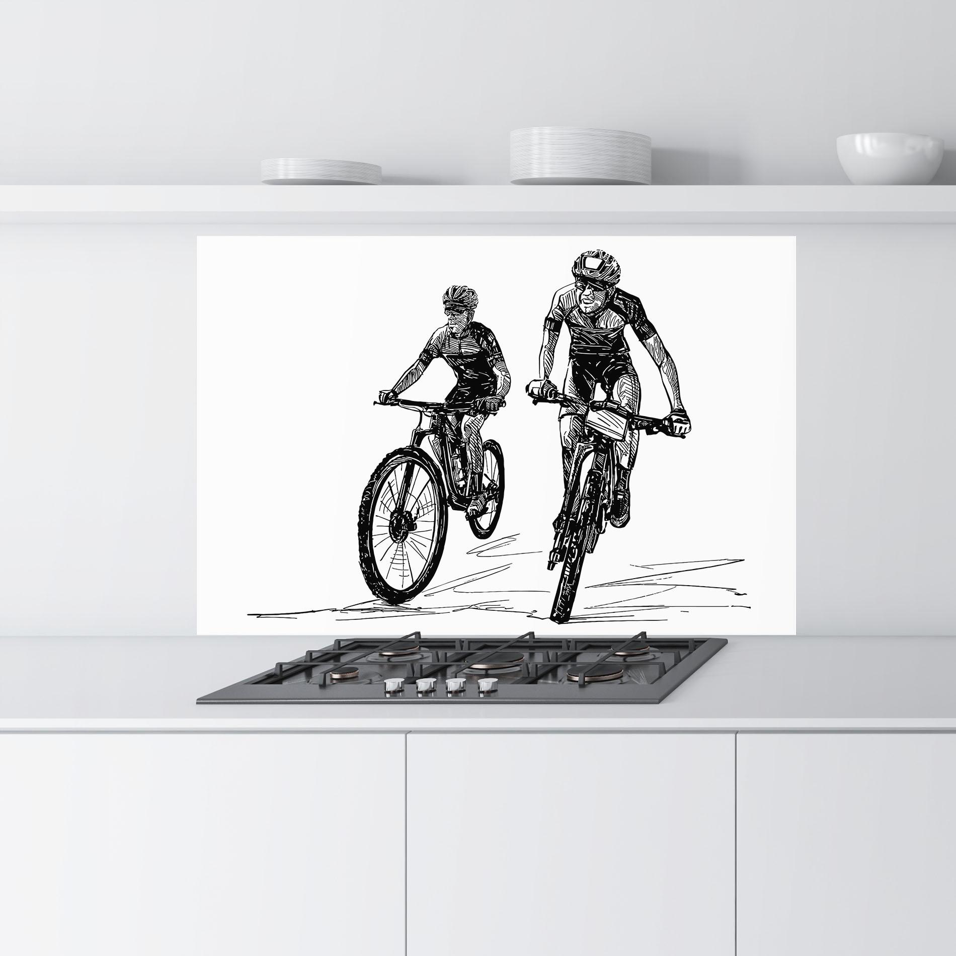 Panou Sticla Bucatarie Bike Couple Line mockup 9