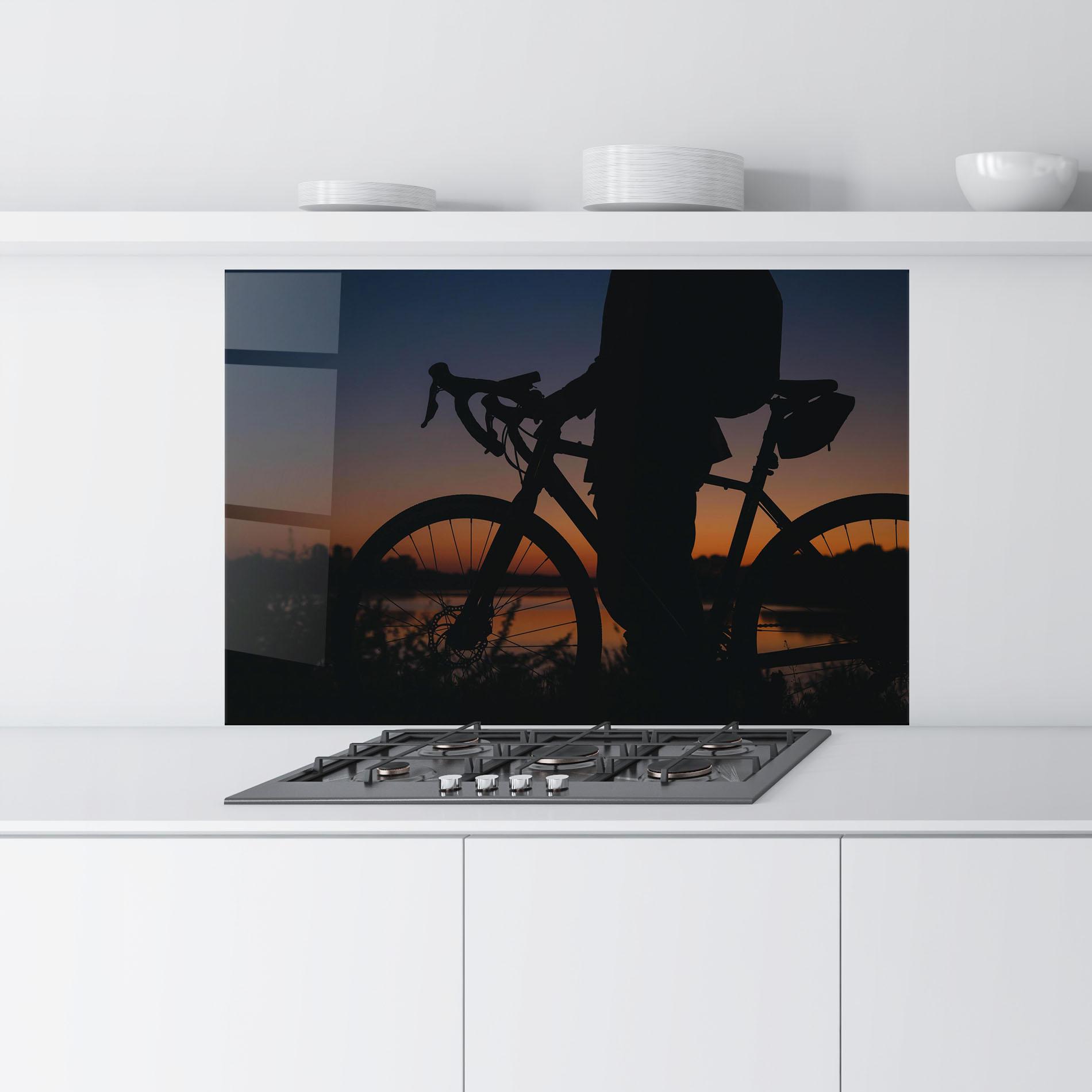 Panou Sticla Bucatarie Bike Near Lake mockup 9