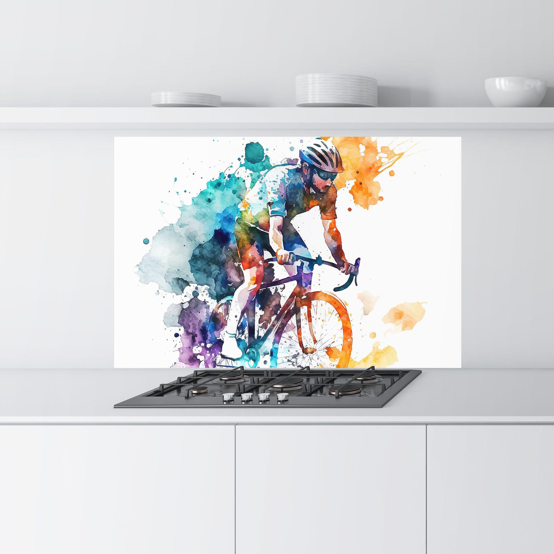 Panou Sticla Bucatarie Cycling Watercolor mockup 9