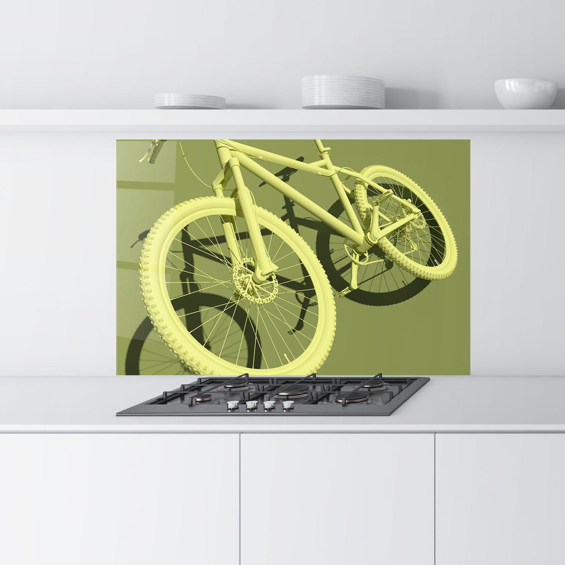 Panou Sticla Bucatarie Green 3d Bike mockup 9