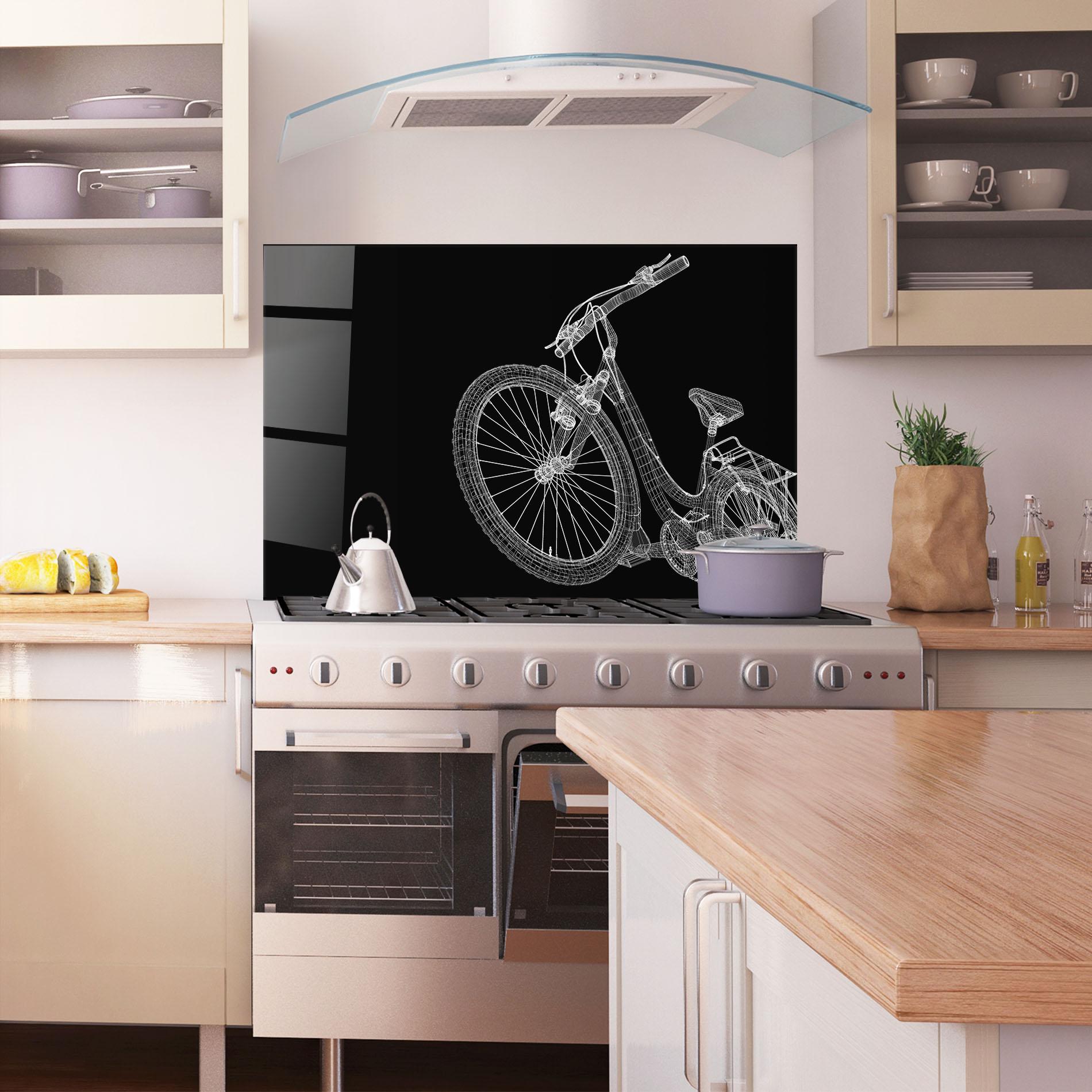 Panou Sticla Bucatarie 3d Bike Model On Black mockup 1