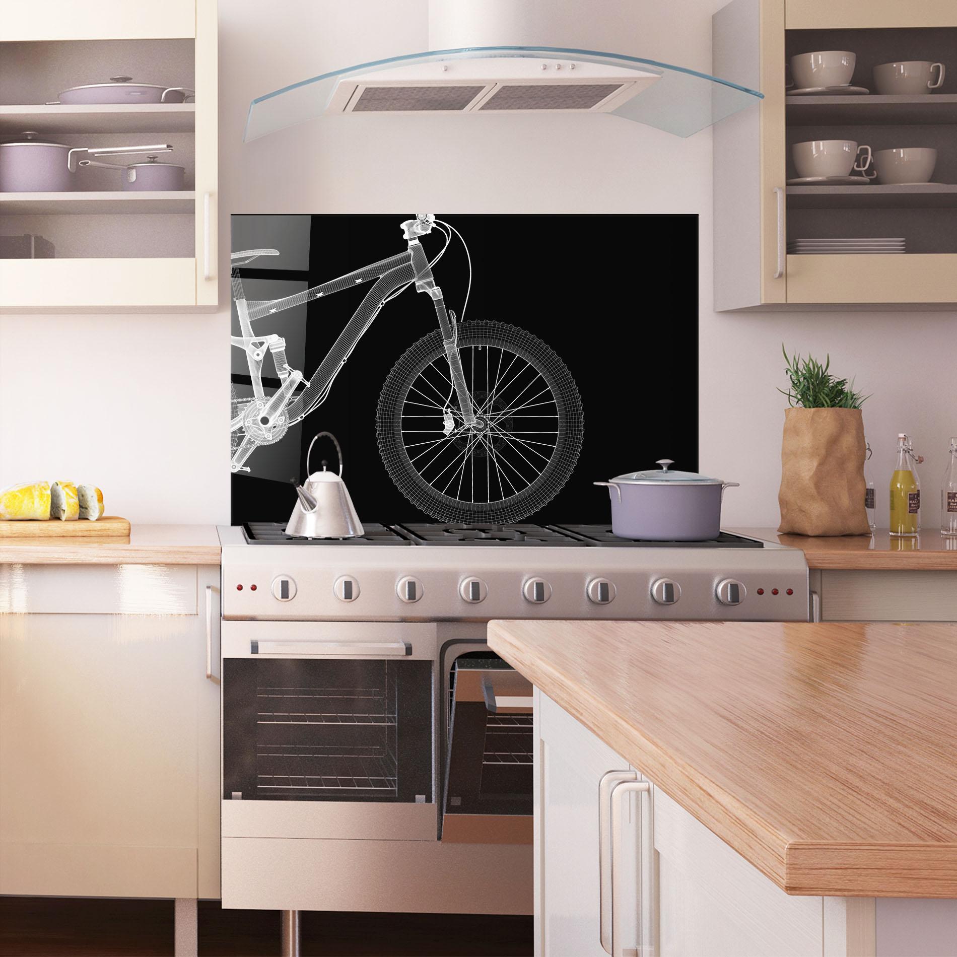 Panou Sticla Bucatarie 3d White Model Bike mockup 1