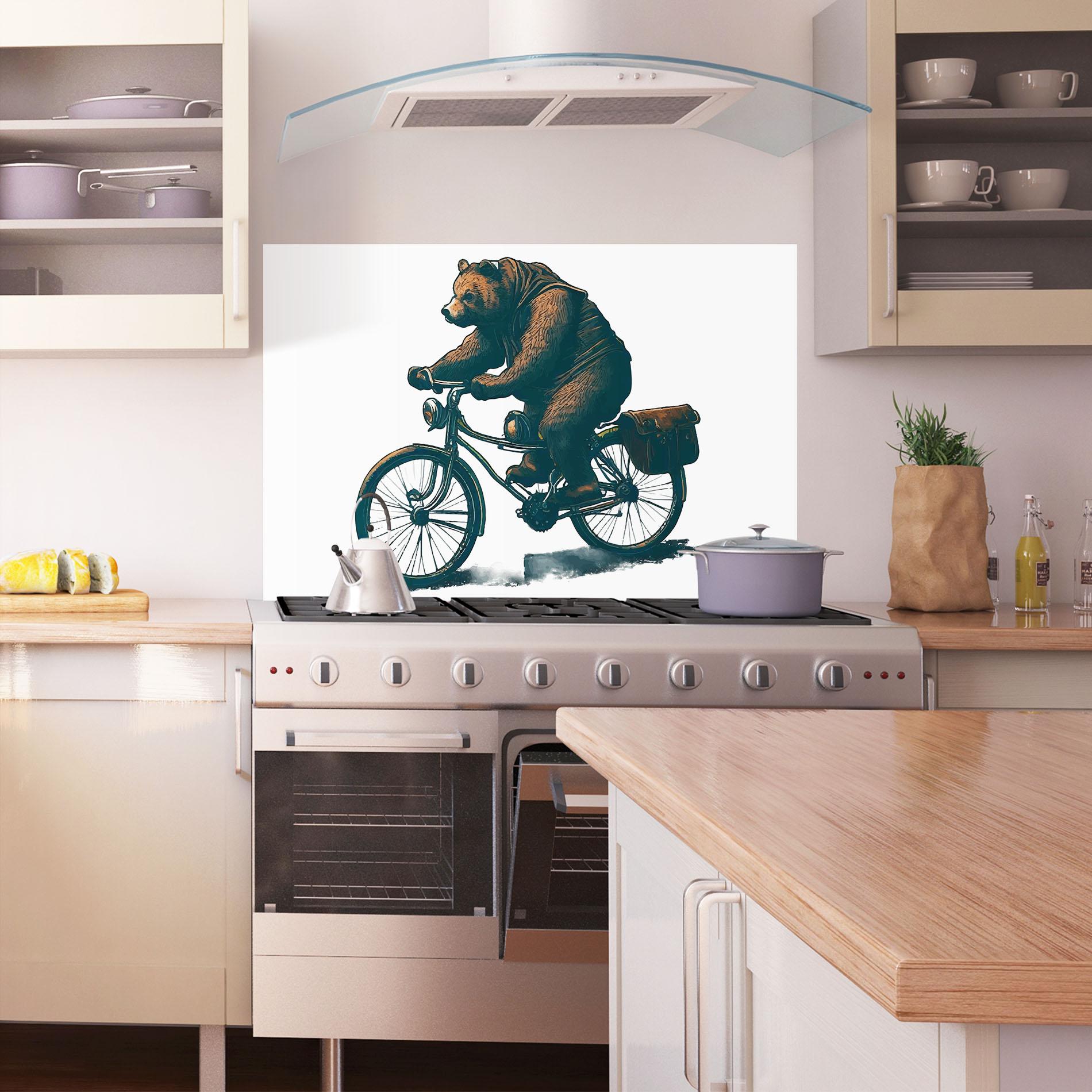 Panou Sticla Bucatarie Bear Bike mockup 1