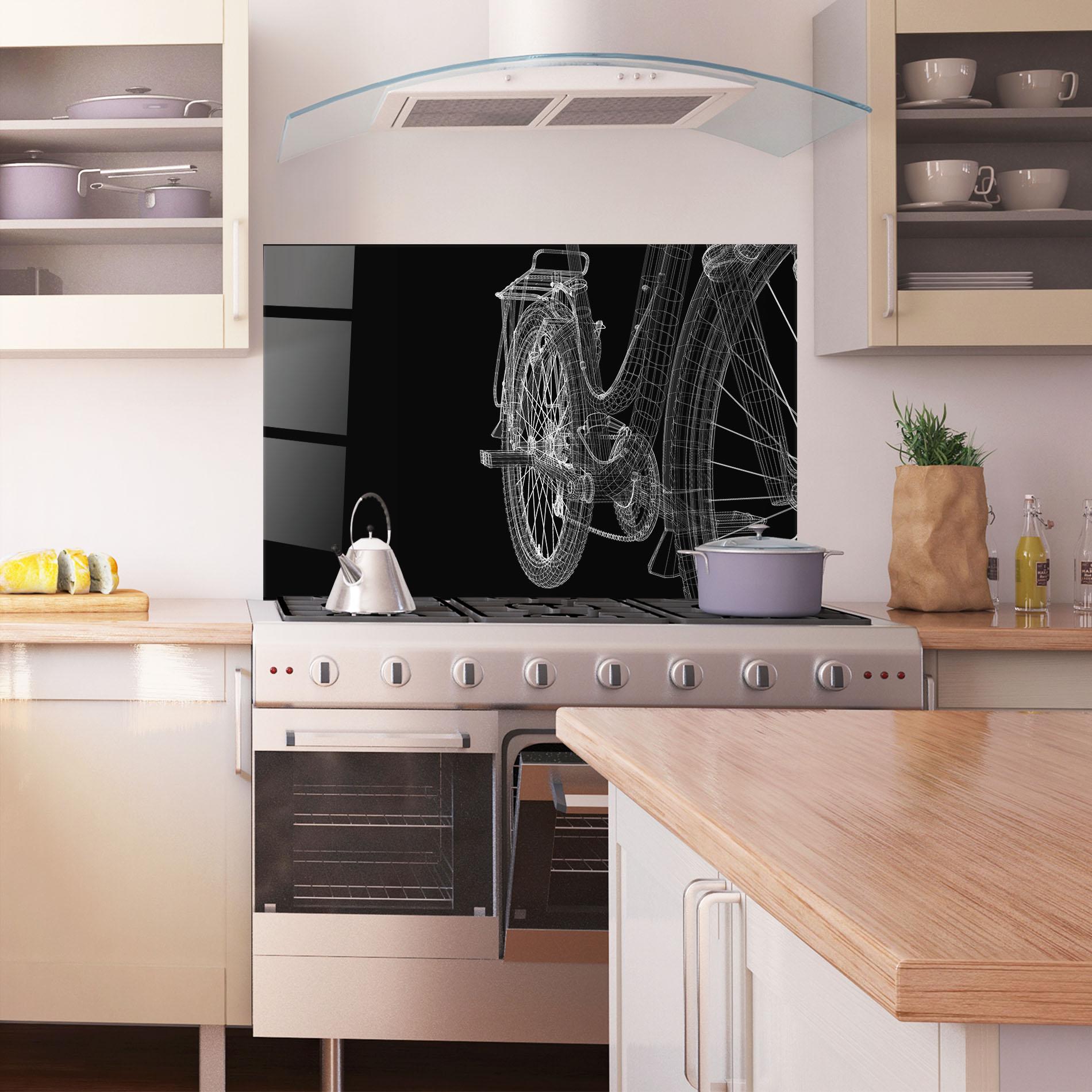 Panou Sticla Bucatarie Bike Wire Model 3d mockup 1