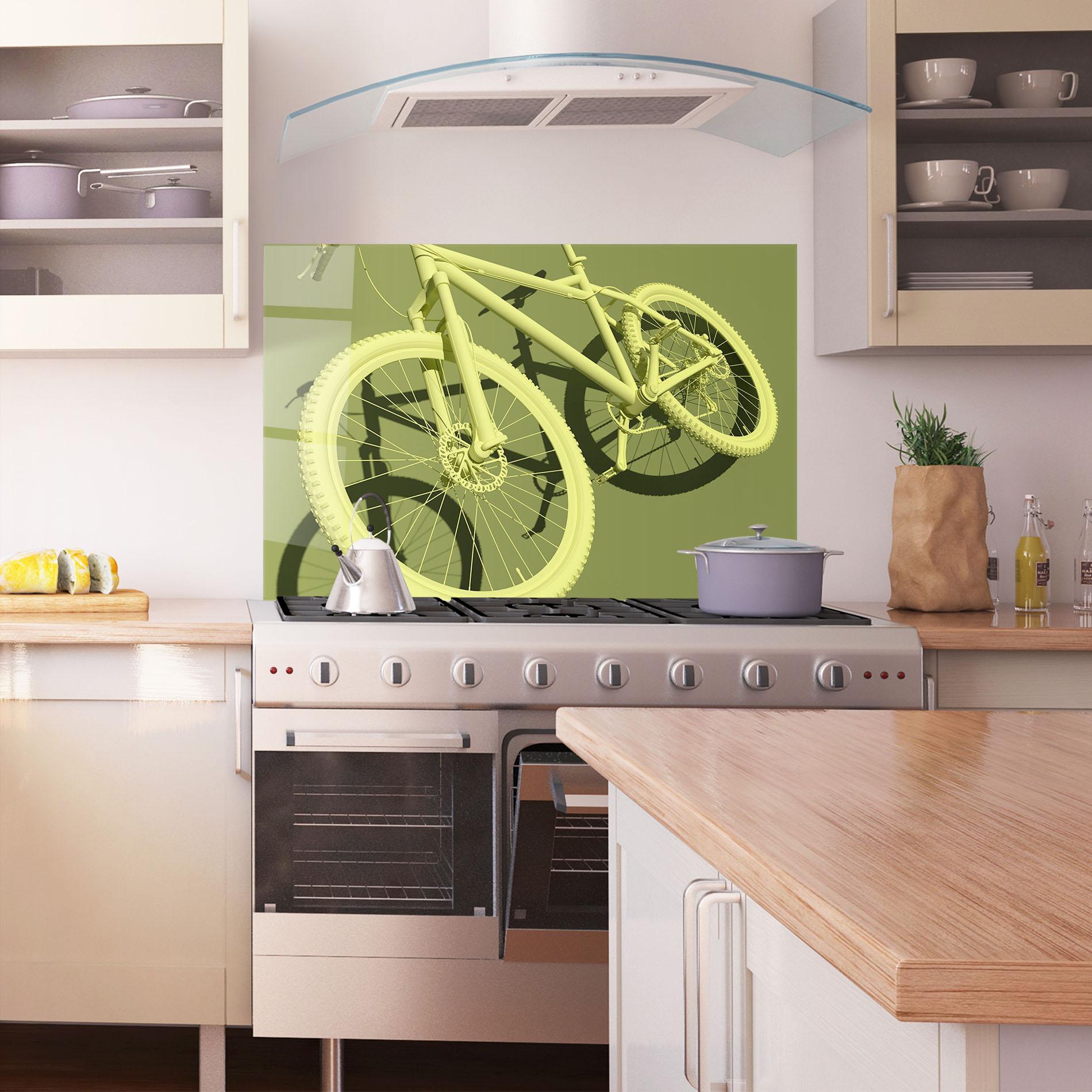 Panou Sticla Bucatarie Green 3d Bike mockup 1