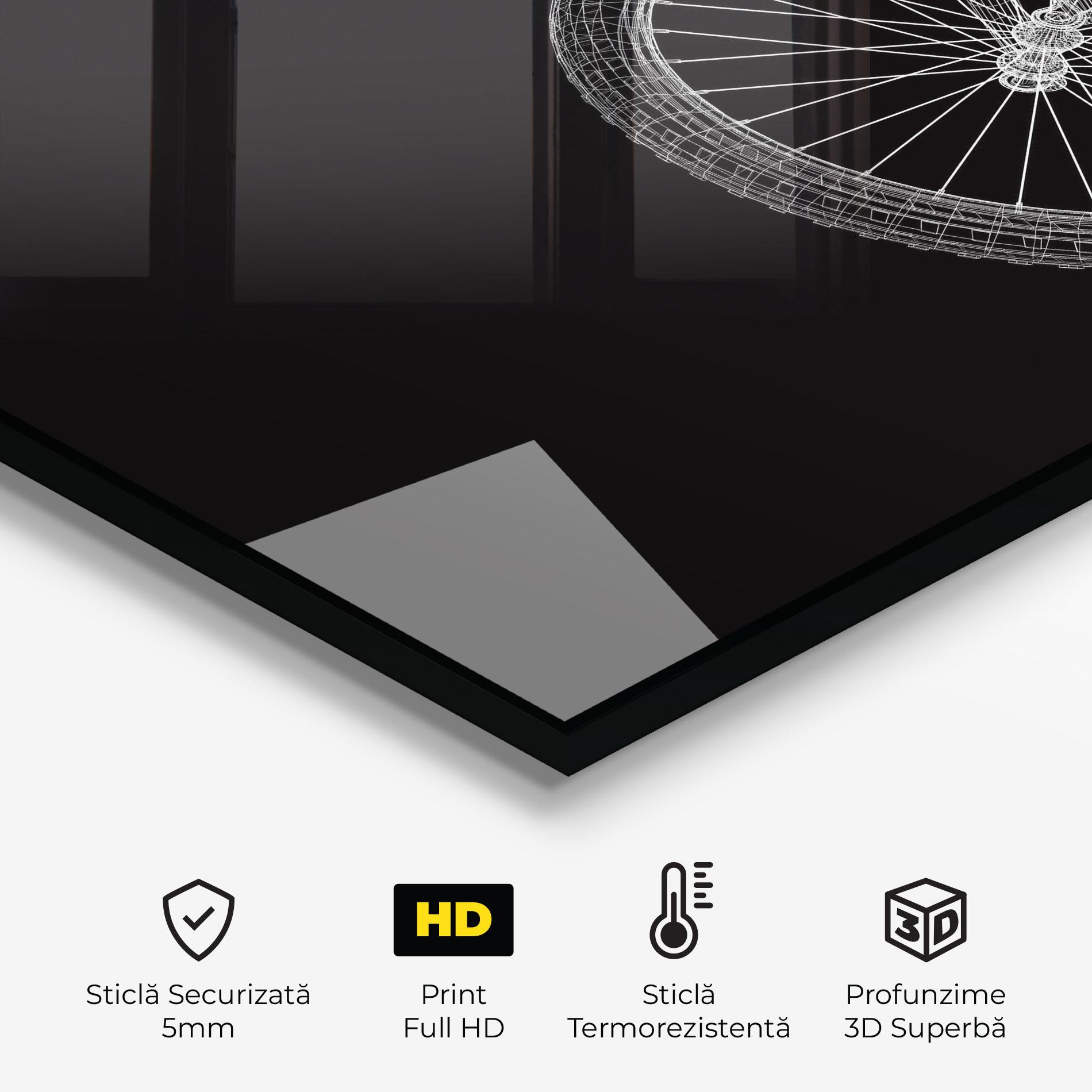 Panou Sticla Bucatarie 3d Bike Model On Black mockup 2