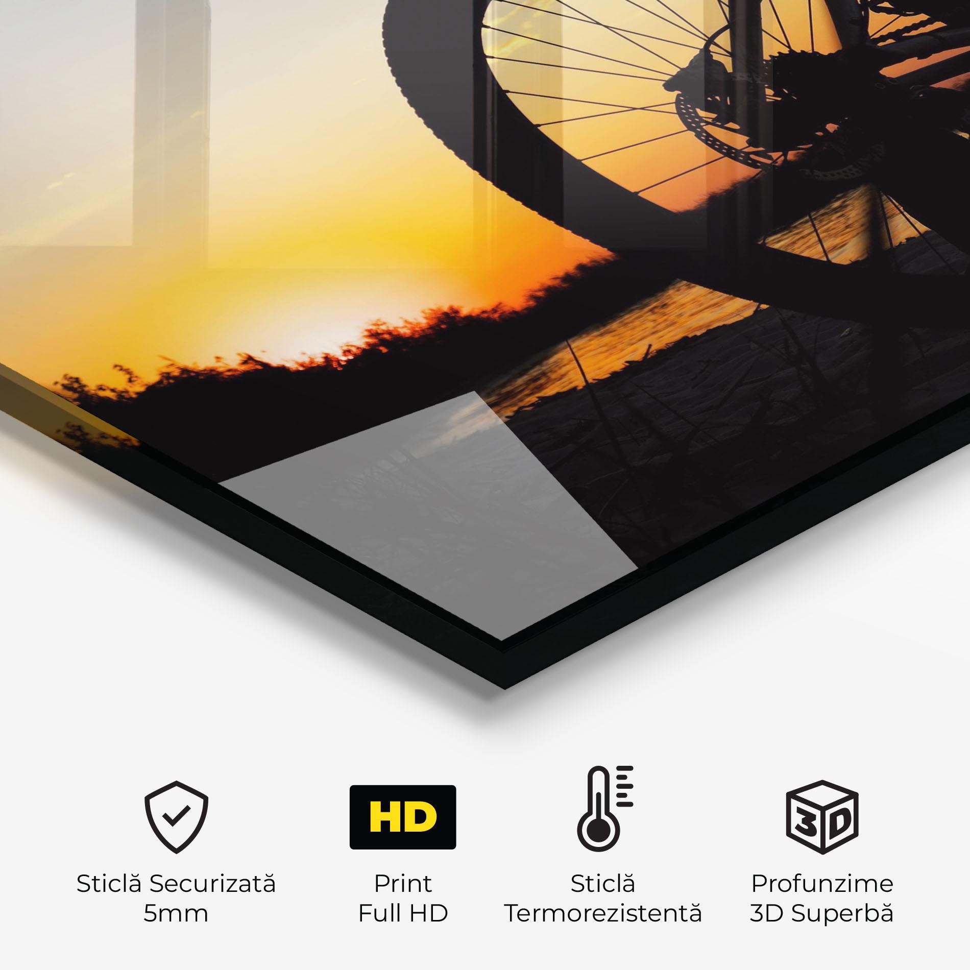 Panou Sticla Bucatarie Beach Bike Silhouette mockup 2