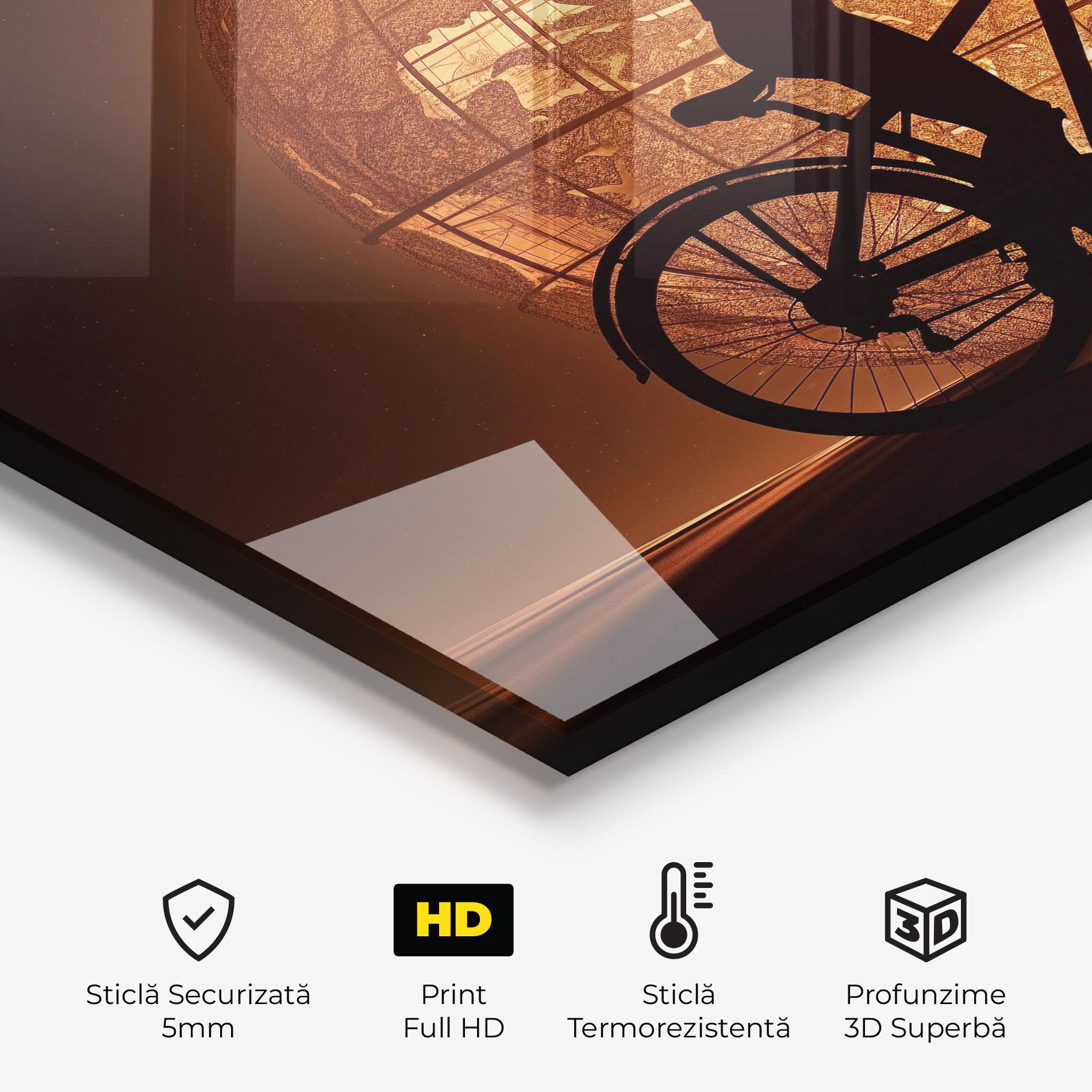 Panou Sticla Bucatarie Globe Bike Shilouette mockup 2