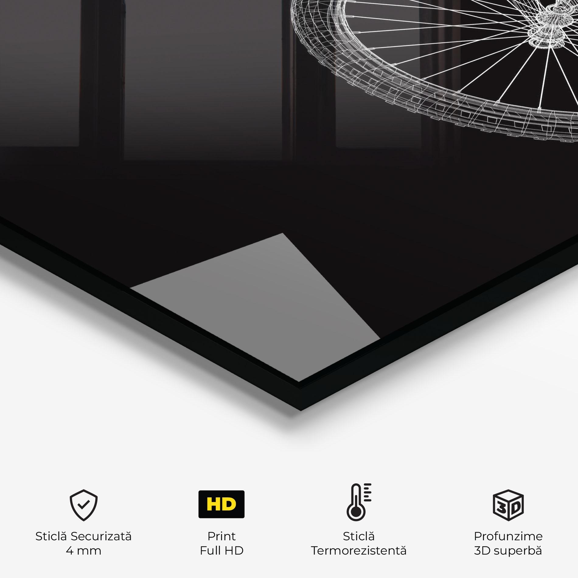 Panou Sticla Bucatarie 3d Bike Model On Black mockup 2