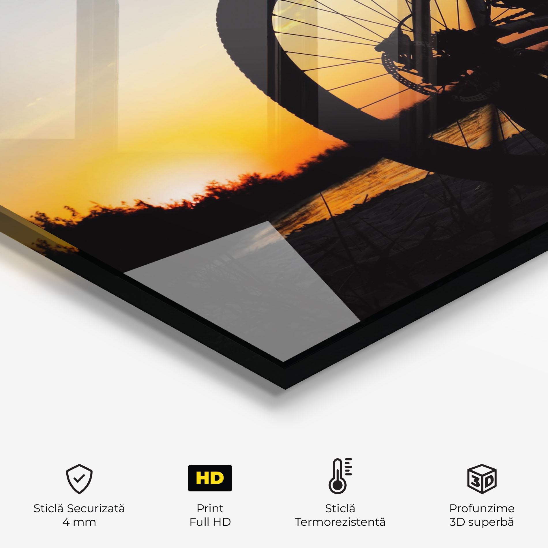 Panou Sticla Bucatarie Beach Bike Silhouette mockup 2