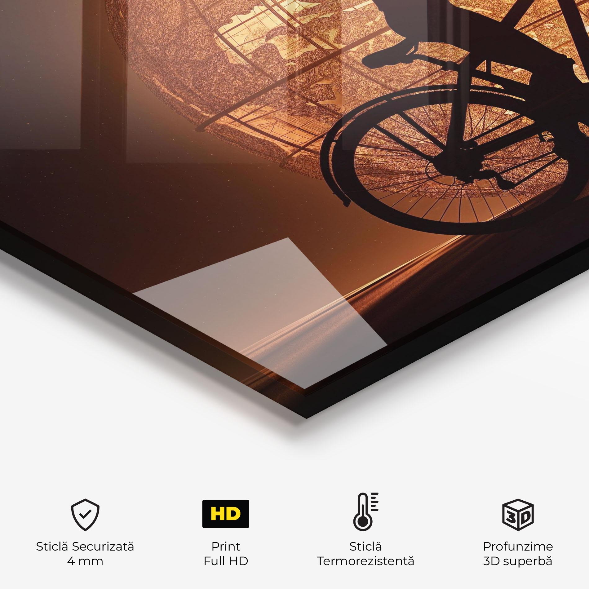 Panou Sticla Bucatarie Globe Bike Shilouette mockup 2