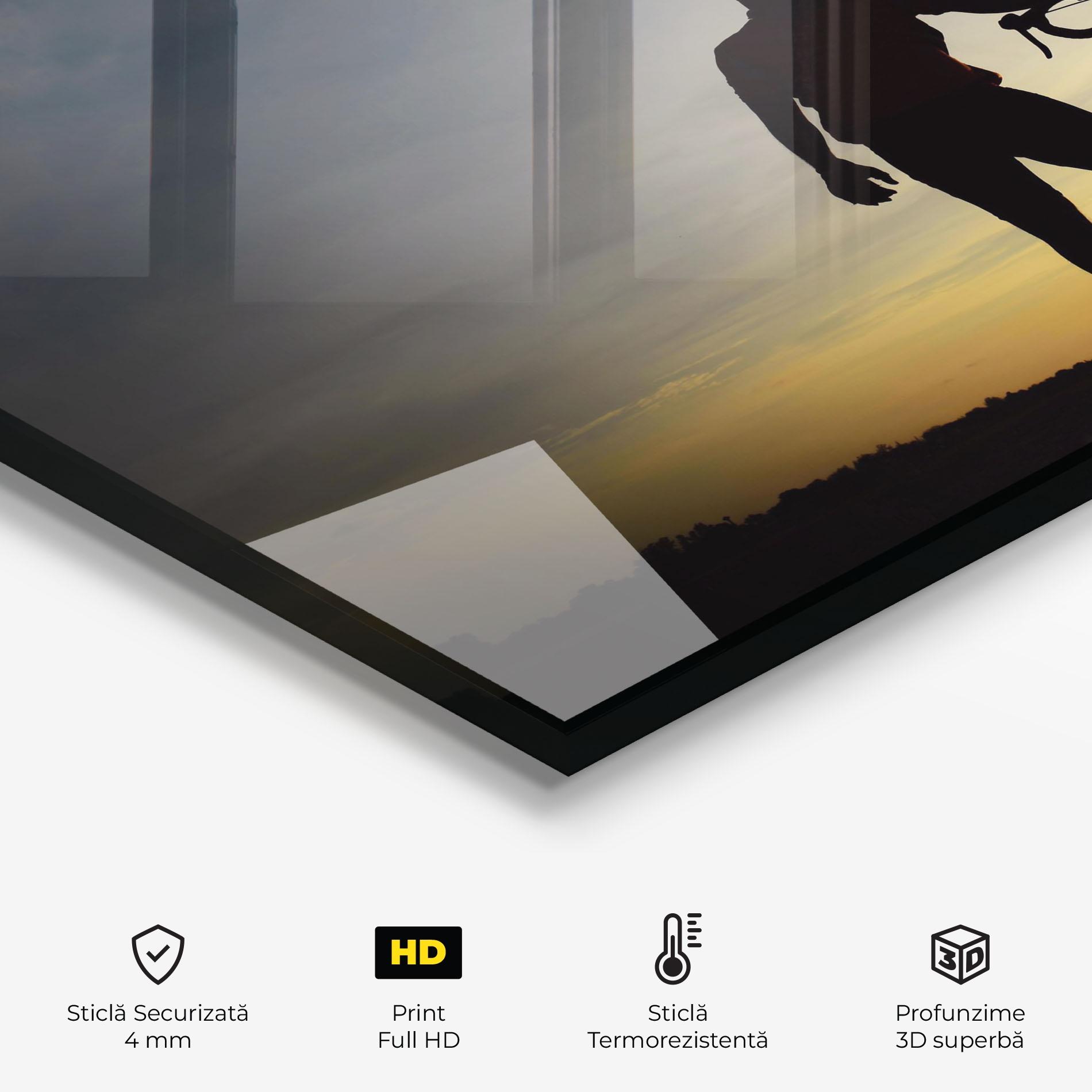 Panou Sticla Bucatarie Holding Bike Shilouette mockup 2