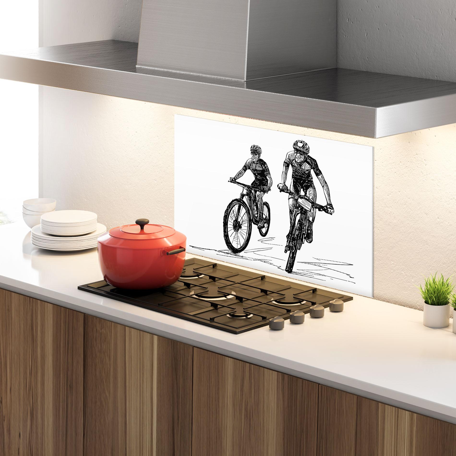 Panou Sticla Bucatarie Bike Couple Line mockup 4