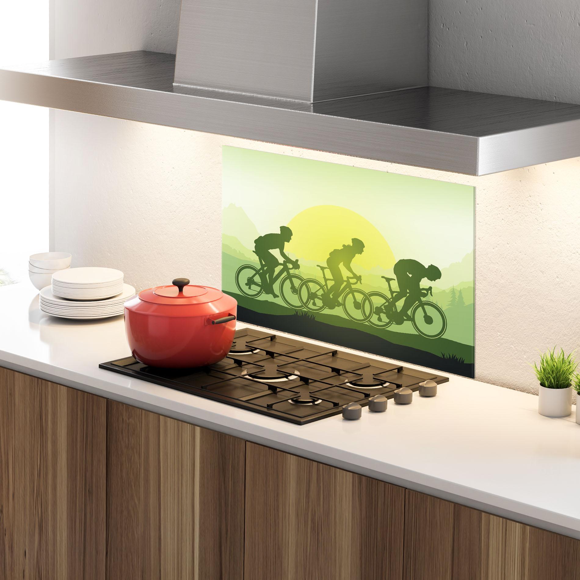 Panou Sticla Bucatarie Green Light Bicycle mockup 4