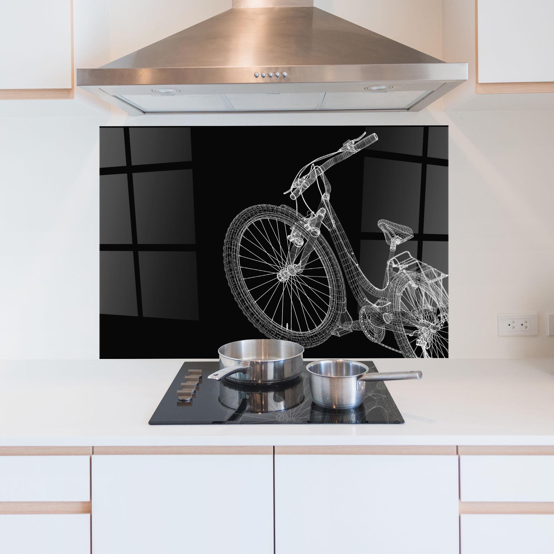 Panou Sticla Bucatarie 3d Bike Model On Black mockup 5