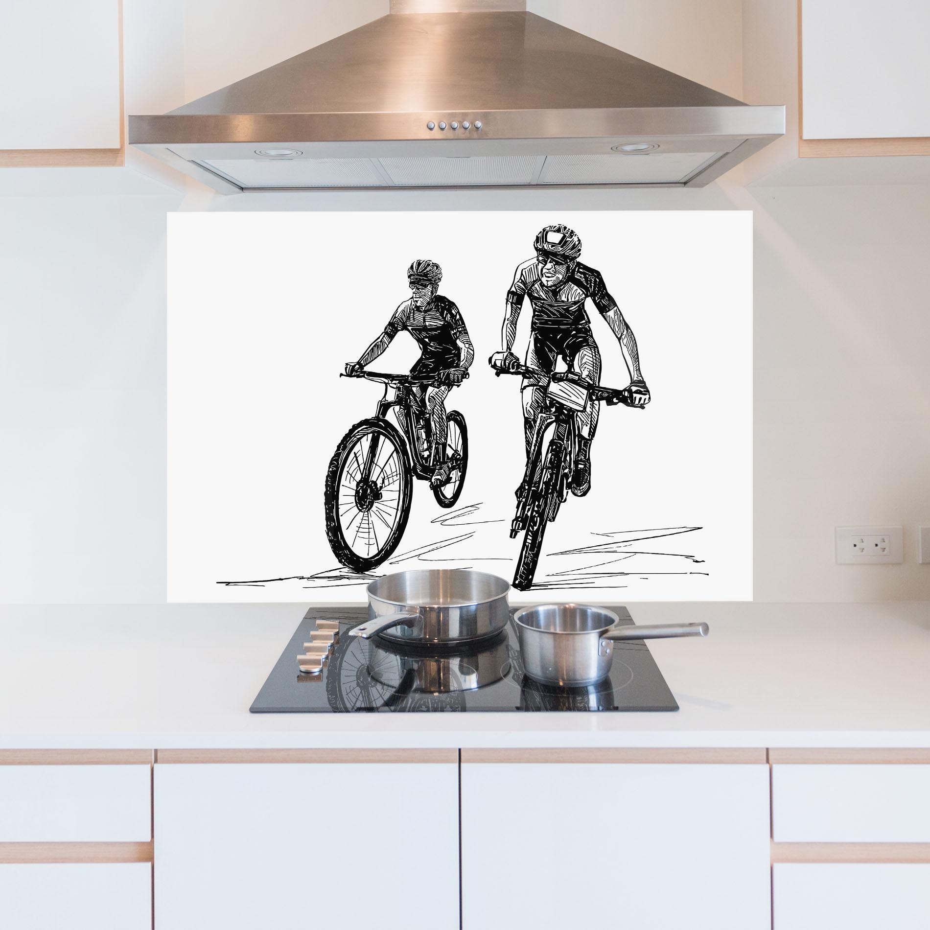 Panou Sticla Bucatarie Bike Couple Line mockup 5