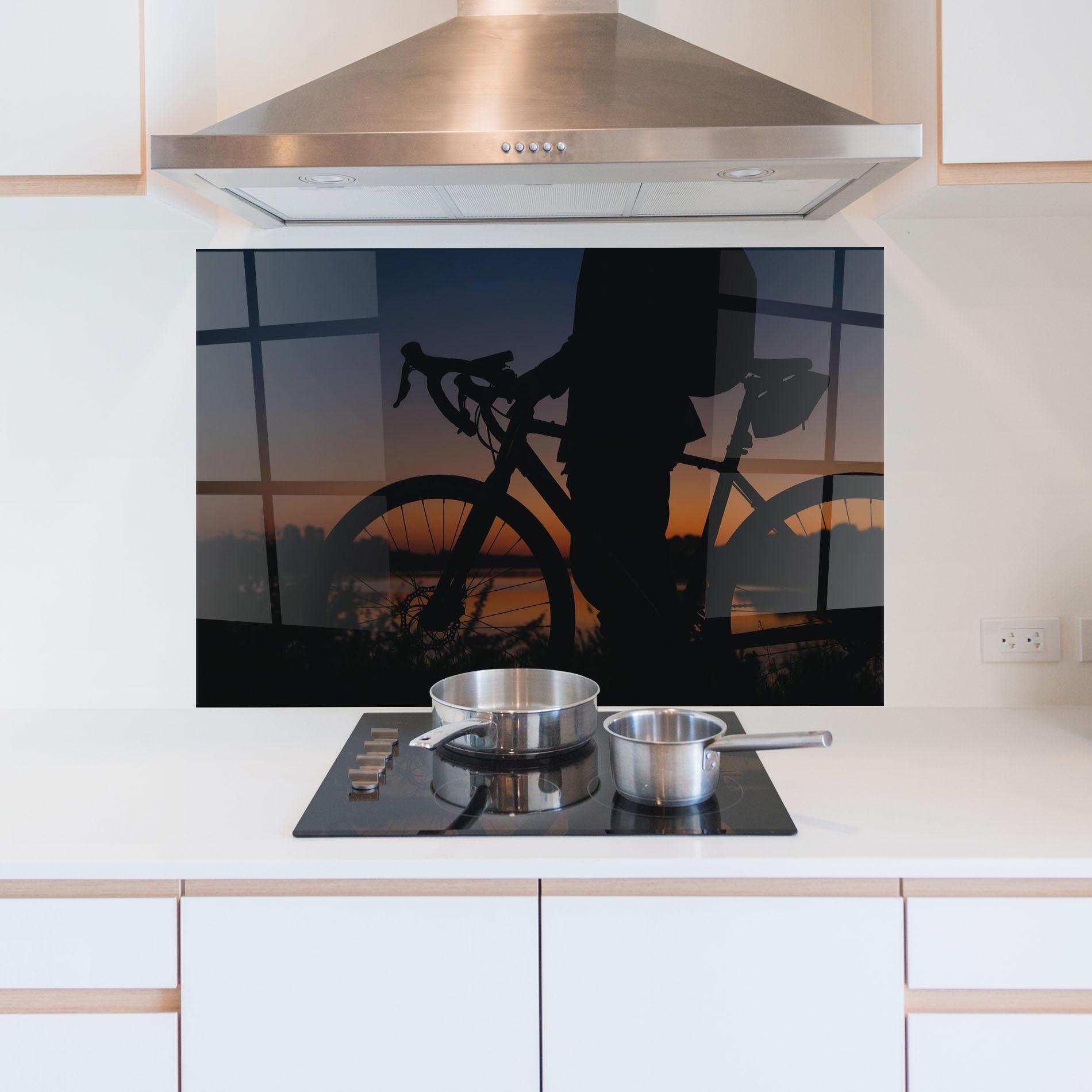 Panou Sticla Bucatarie Bike Near Lake mockup 5