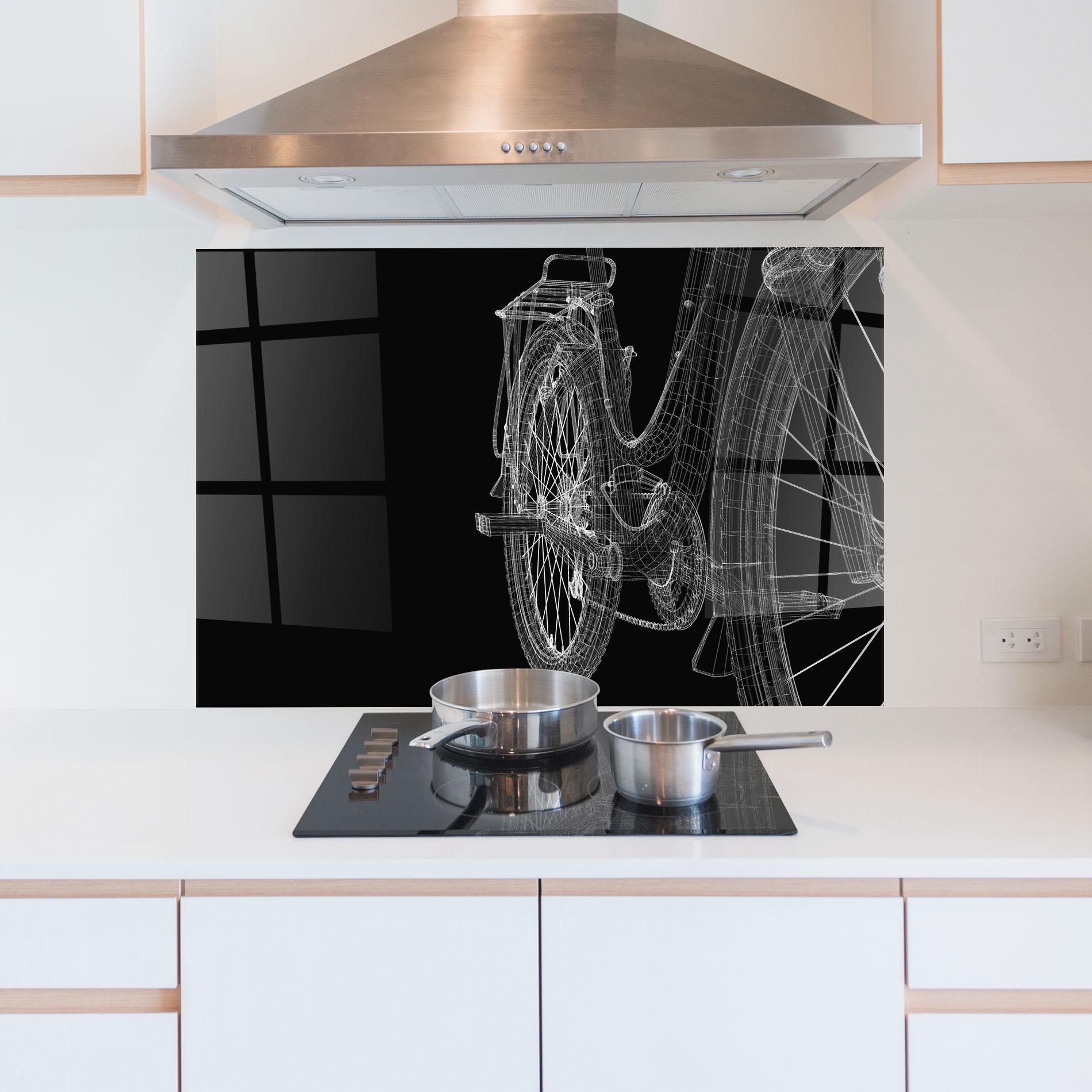 Panou Sticla Bucatarie Bike Wire Model 3d mockup 5