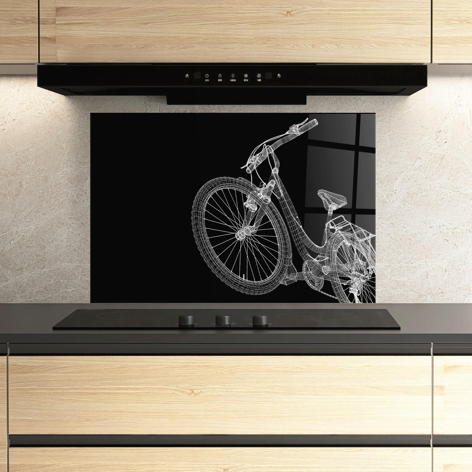 Panou Sticla Bucatarie 3d Bike Model On Black mockup 3