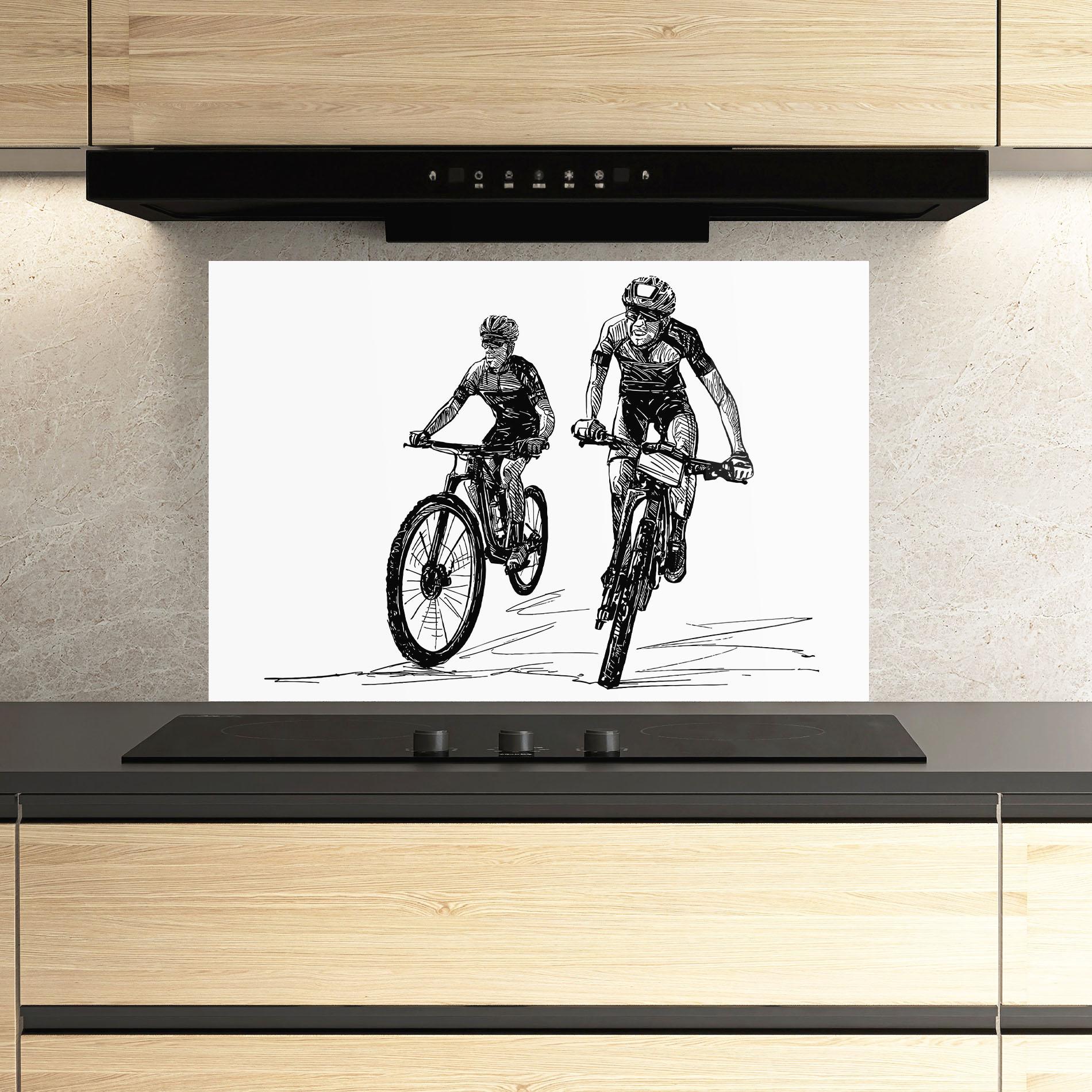 Panou Sticla Bucatarie Bike Couple Line mockup 3