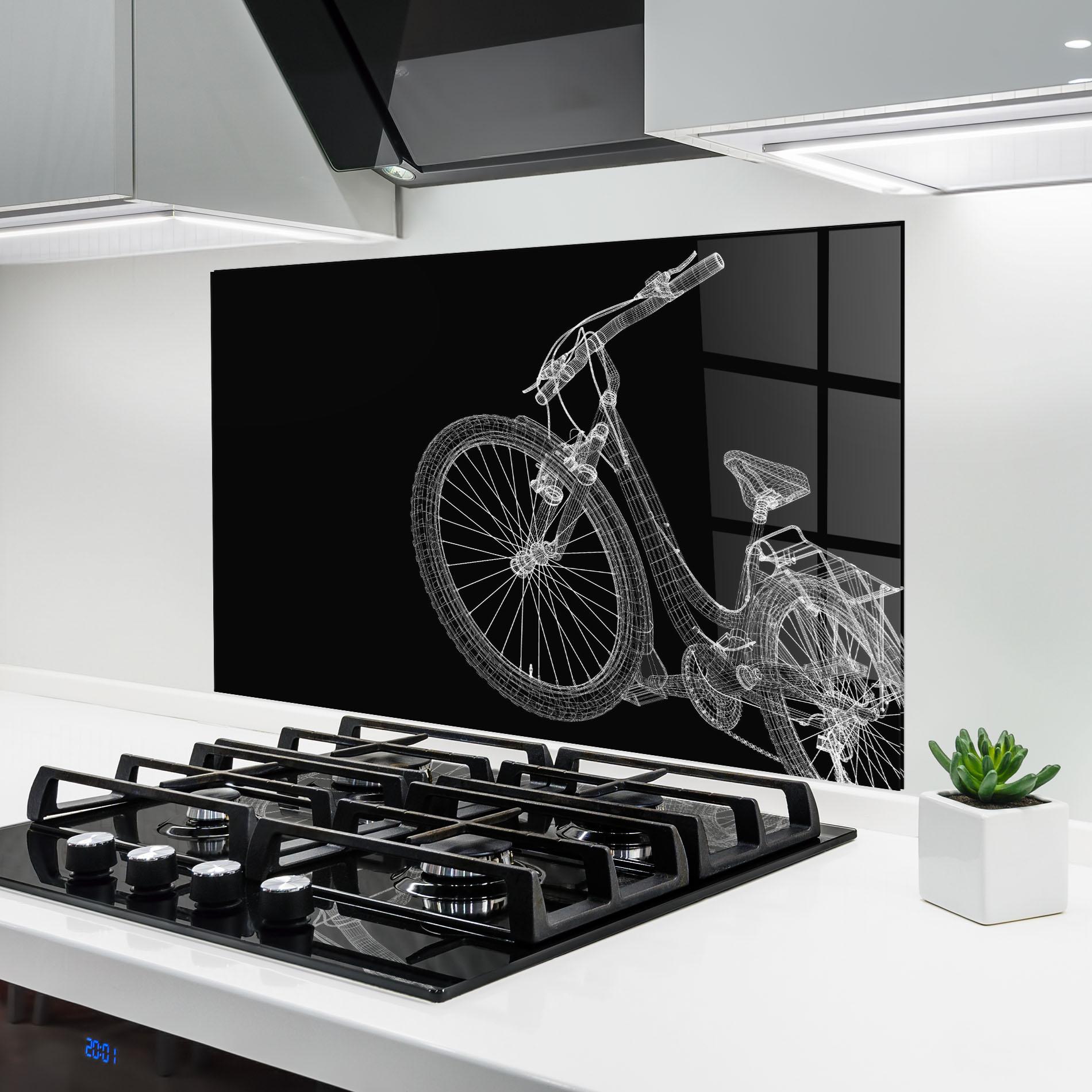 Panou Sticla Bucatarie 3d Bike Model On Black mockup 6