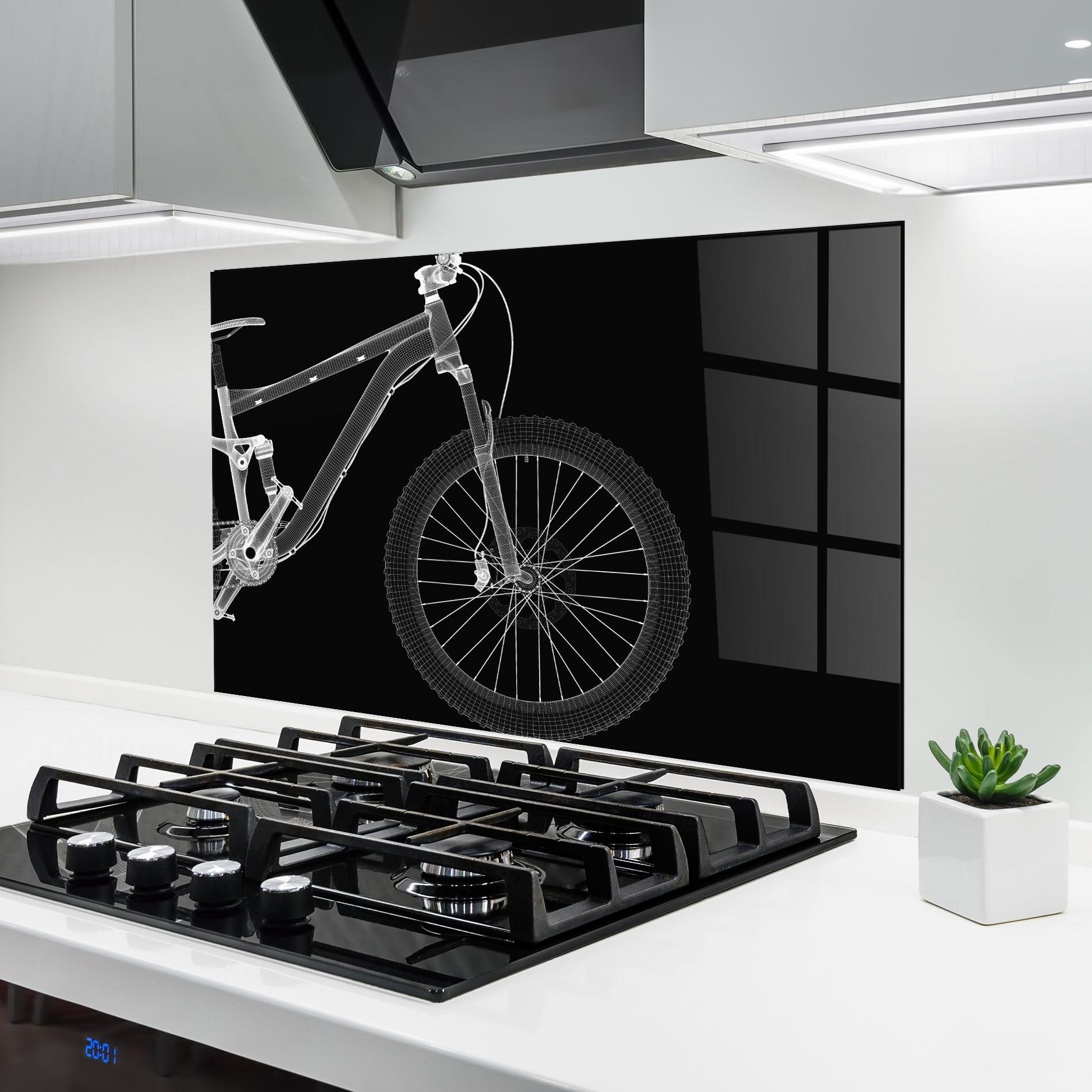 Panou Sticla Bucatarie 3d White Model Bike mockup 6