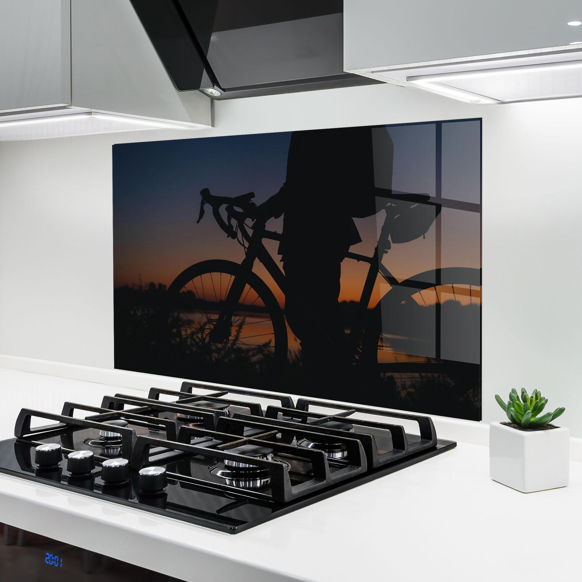 Panou Sticla Bucatarie Bike Near Lake mockup 6