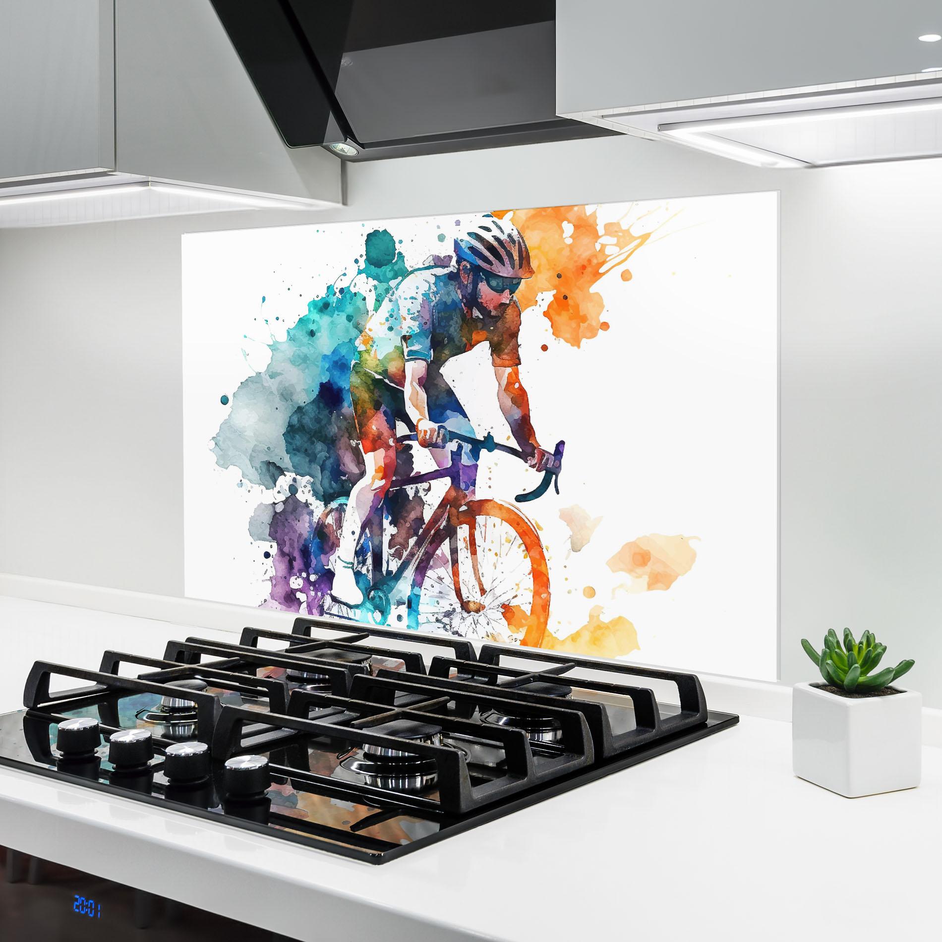 Panou Sticla Bucatarie Cycling Watercolor mockup 6