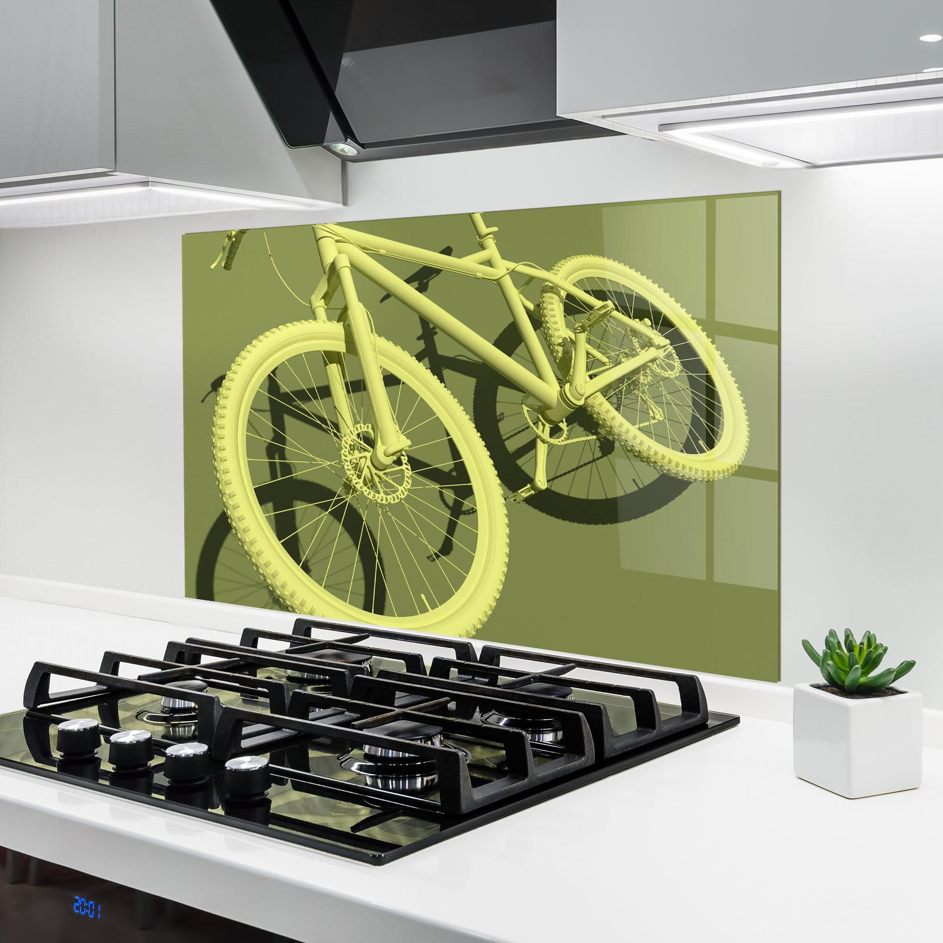 Panou Sticla Bucatarie Green 3d Bike mockup 6