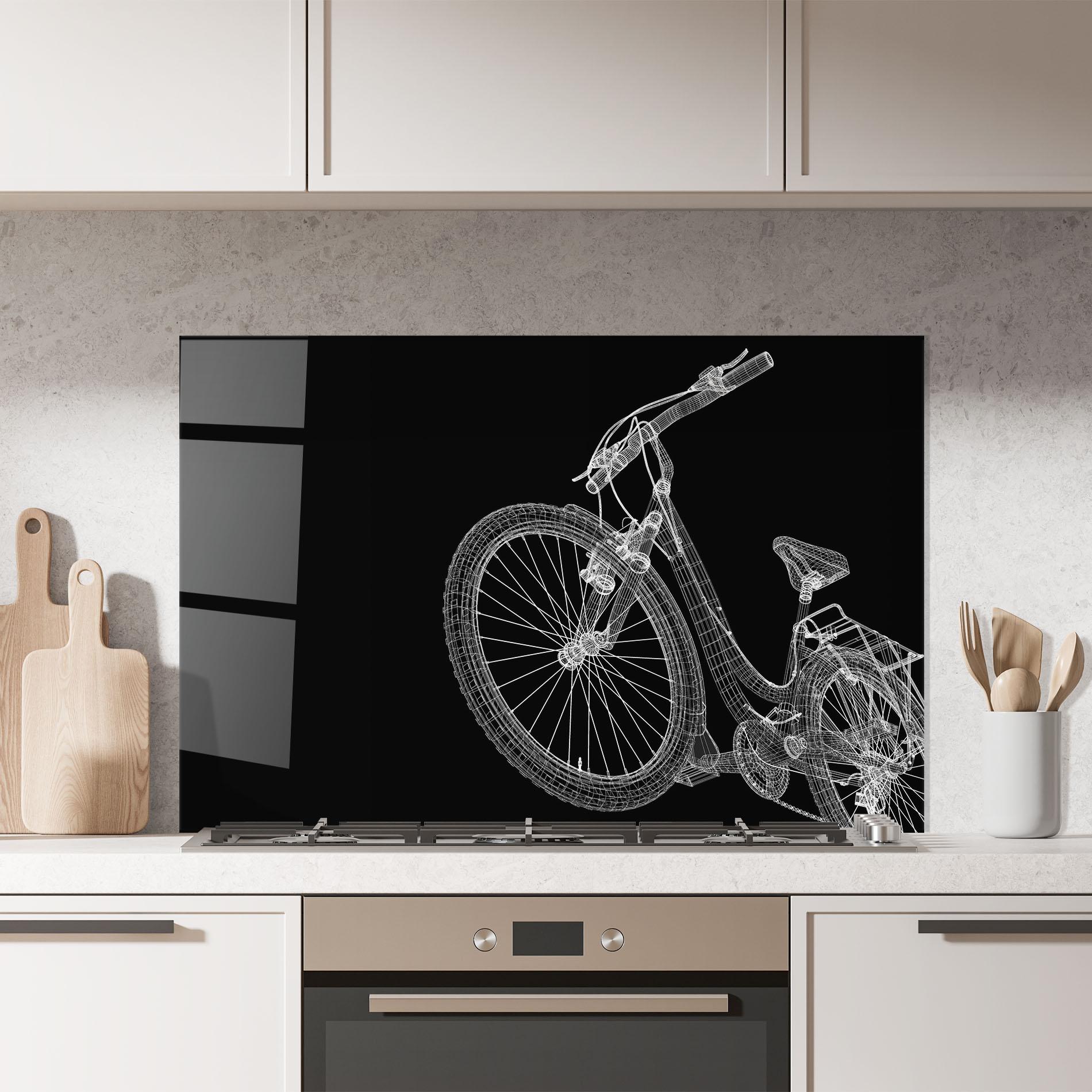 Panou Sticla Bucatarie 3d Bike Model On Black mockup 7