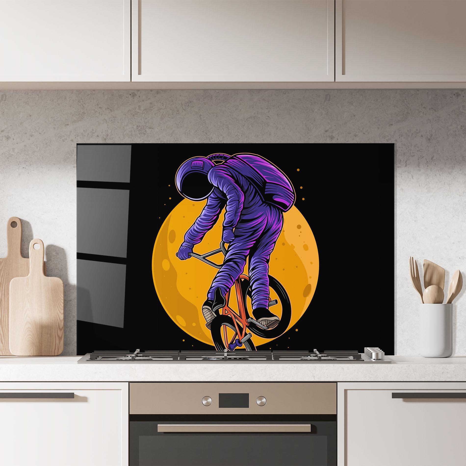 Panou Sticla Bucatarie Astronaut Bike mockup 7
