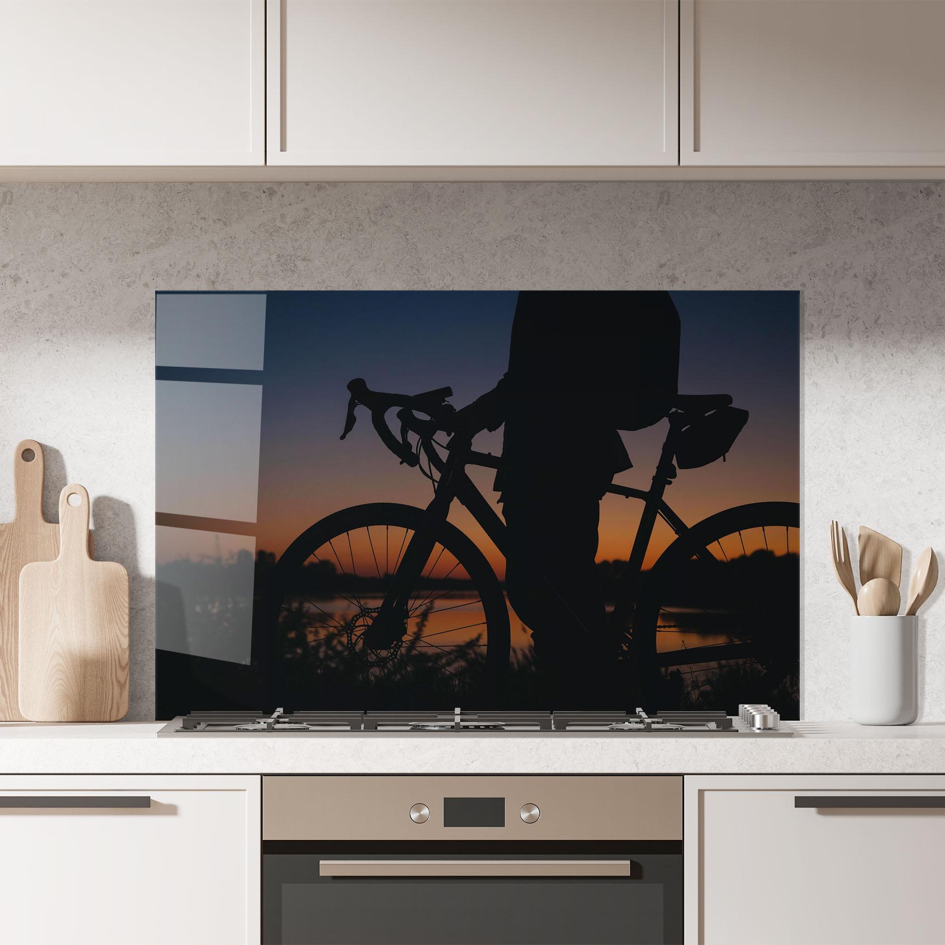 Panou Sticla Bucatarie Bike Near Lake mockup 7